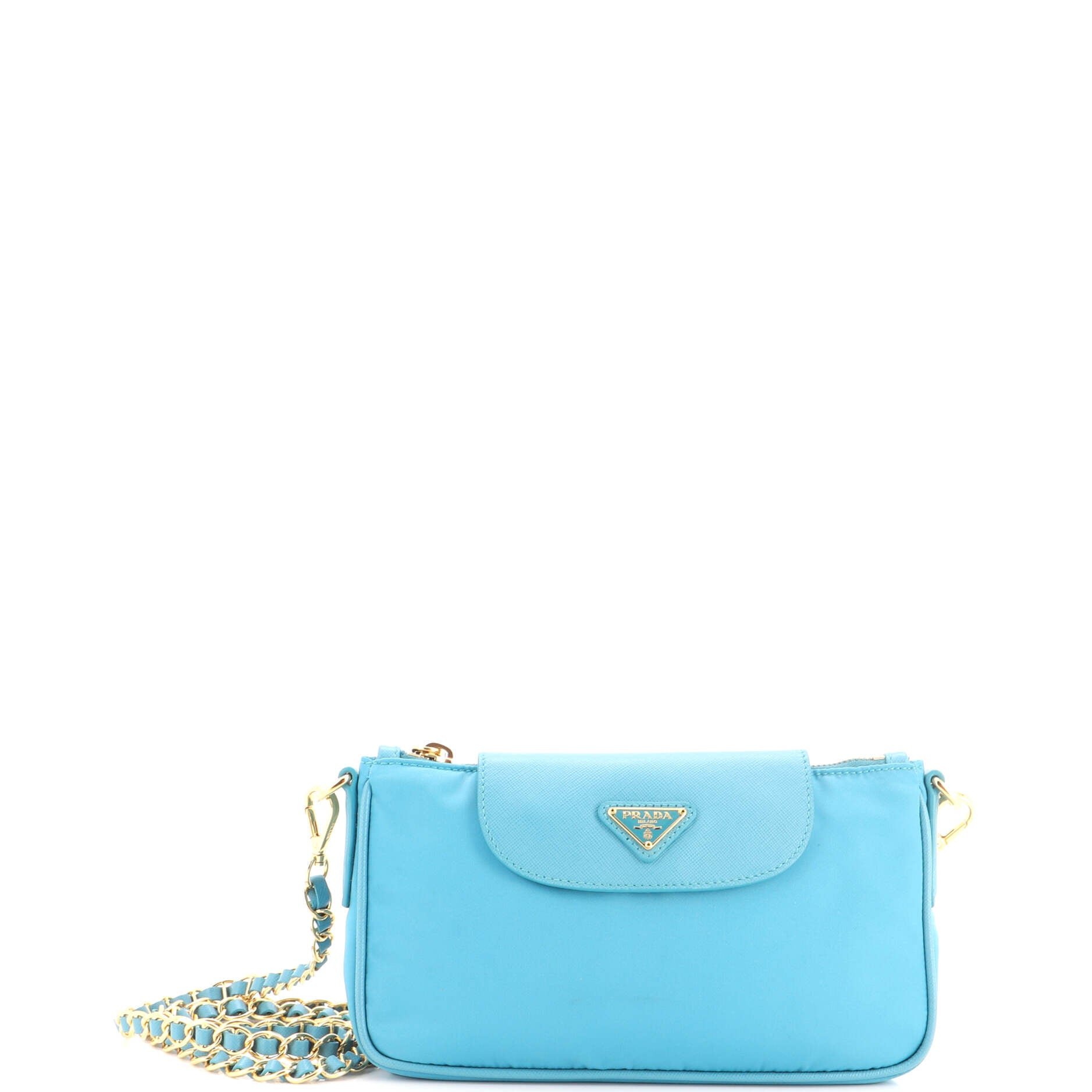 Chain Crossbody Bag Tessuto and Saffiano Leather Small