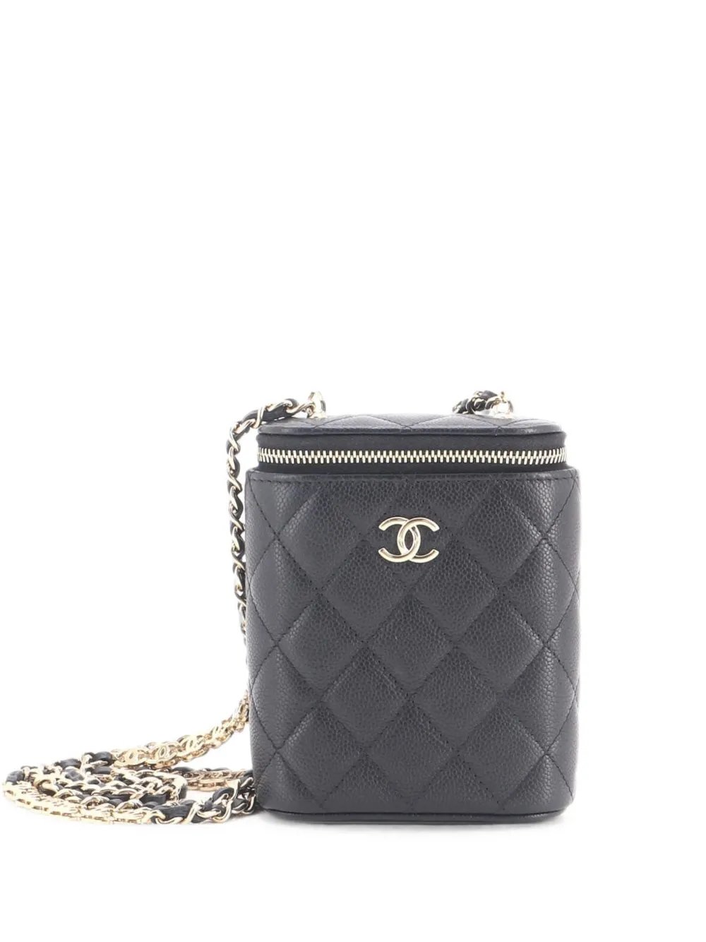 Vertical Classic Vanity Case with Chain Quilted Caviar Mini shoulder bag