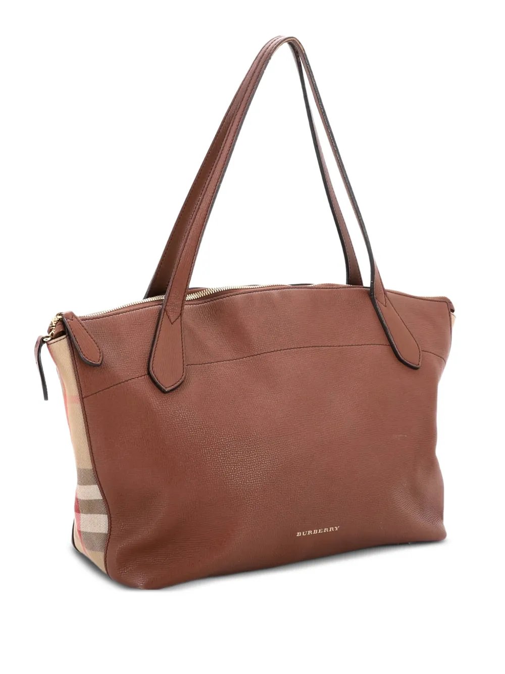 Welburn Leather and House Check Canvas Medium tote bag