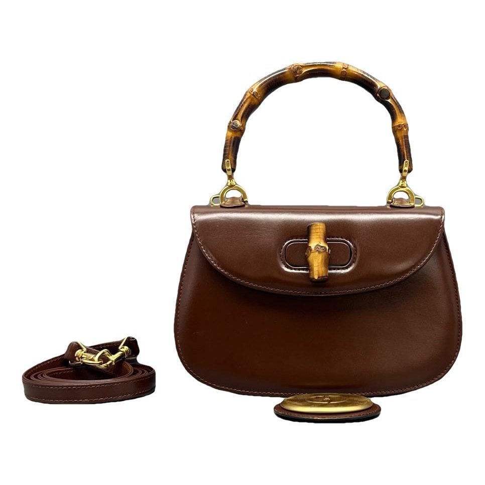 Convertible Bamboo Top Handle leather handbag