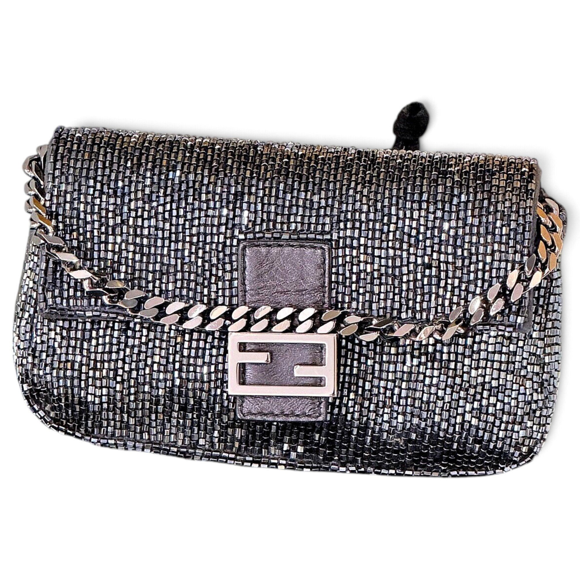 Baguette Chain Midi glitter handbag