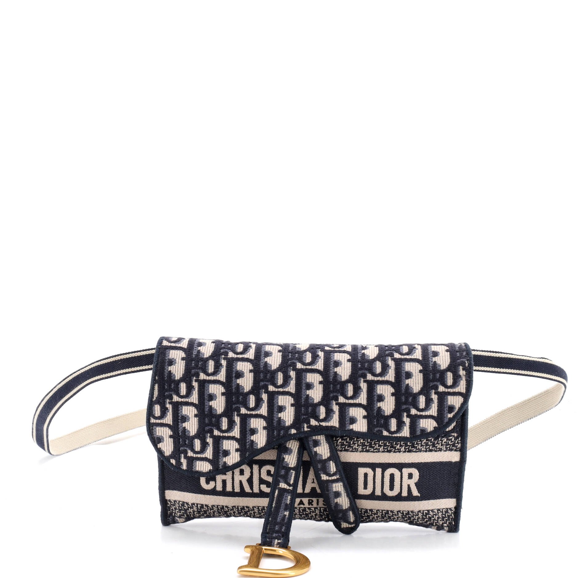 Saddle Slim Belt Pouch Logo Embroidered Oblique Canvas