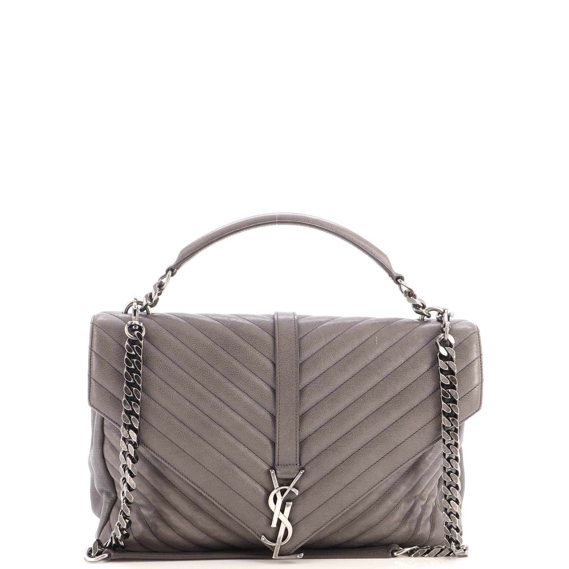 Classic Monogram College Bag Matelasse Chevron Leather Medium
