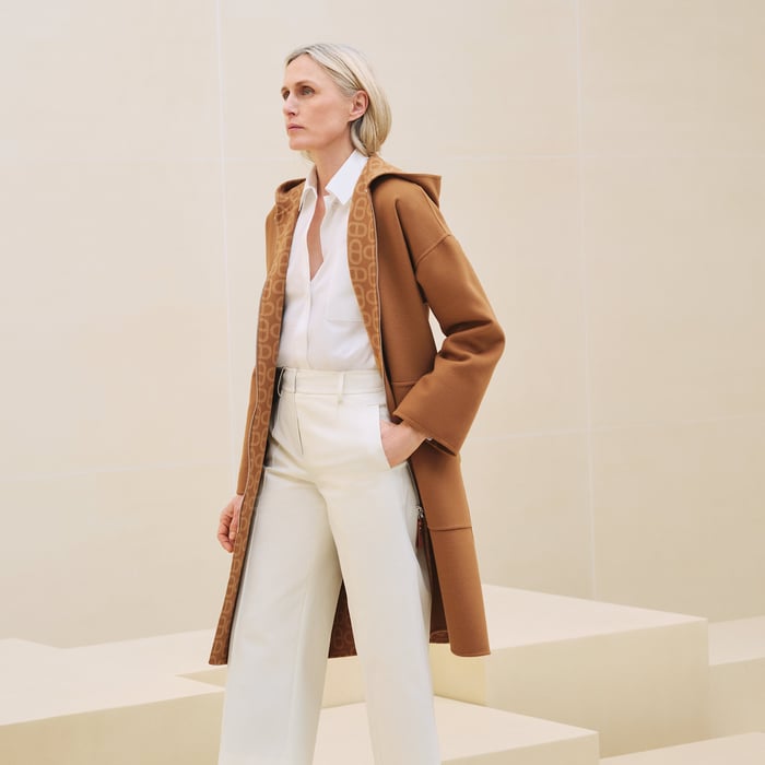Marron Caramel Hooded Reversible Duffle-coat