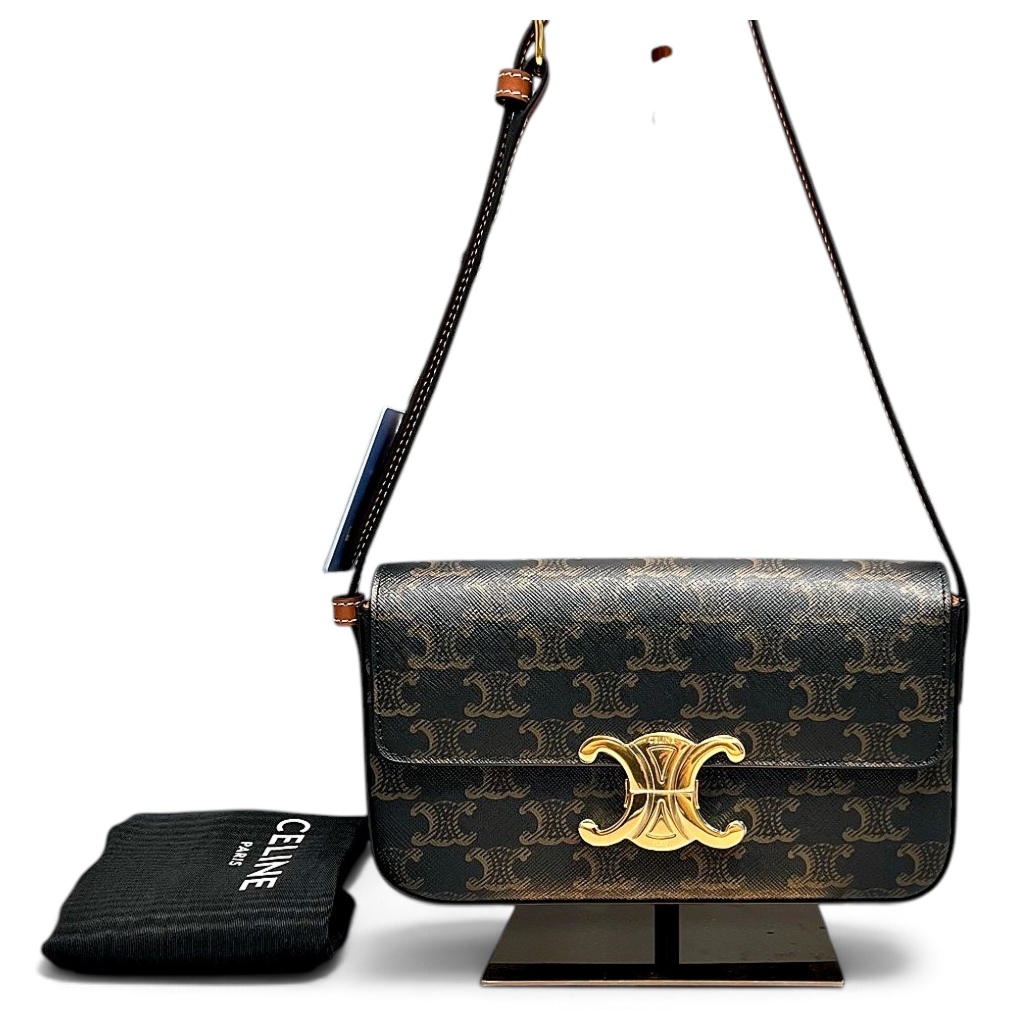 Triomphe chain leather handbag