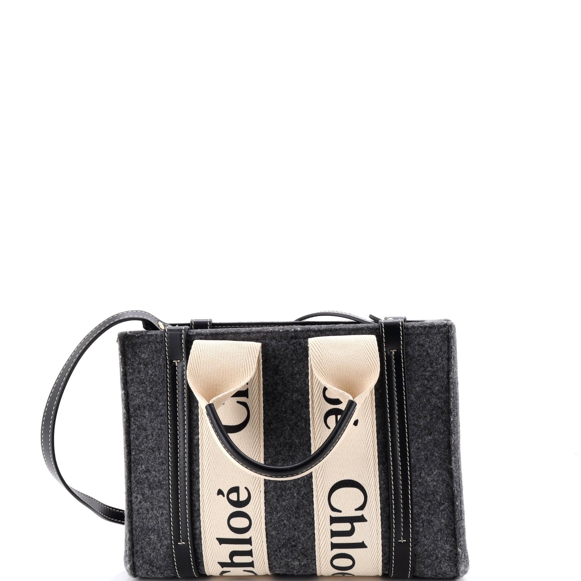 Chloe Woody Tote Recycled Felt with Leather and Canvas Small