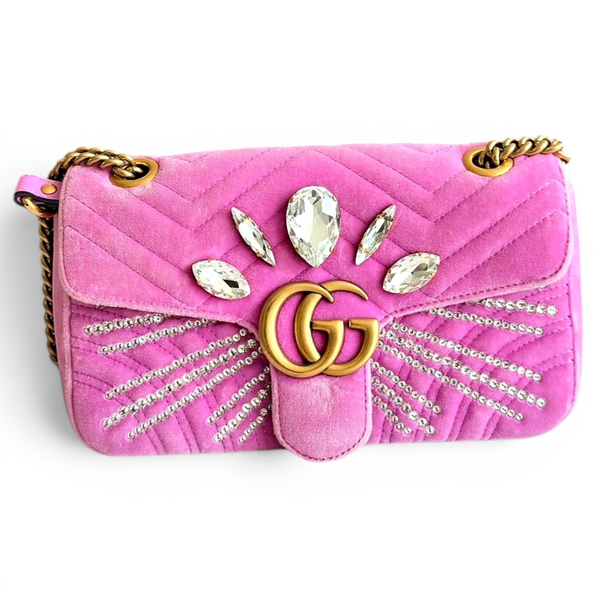 GG Marmont Chain Flap velvet crossbody bag