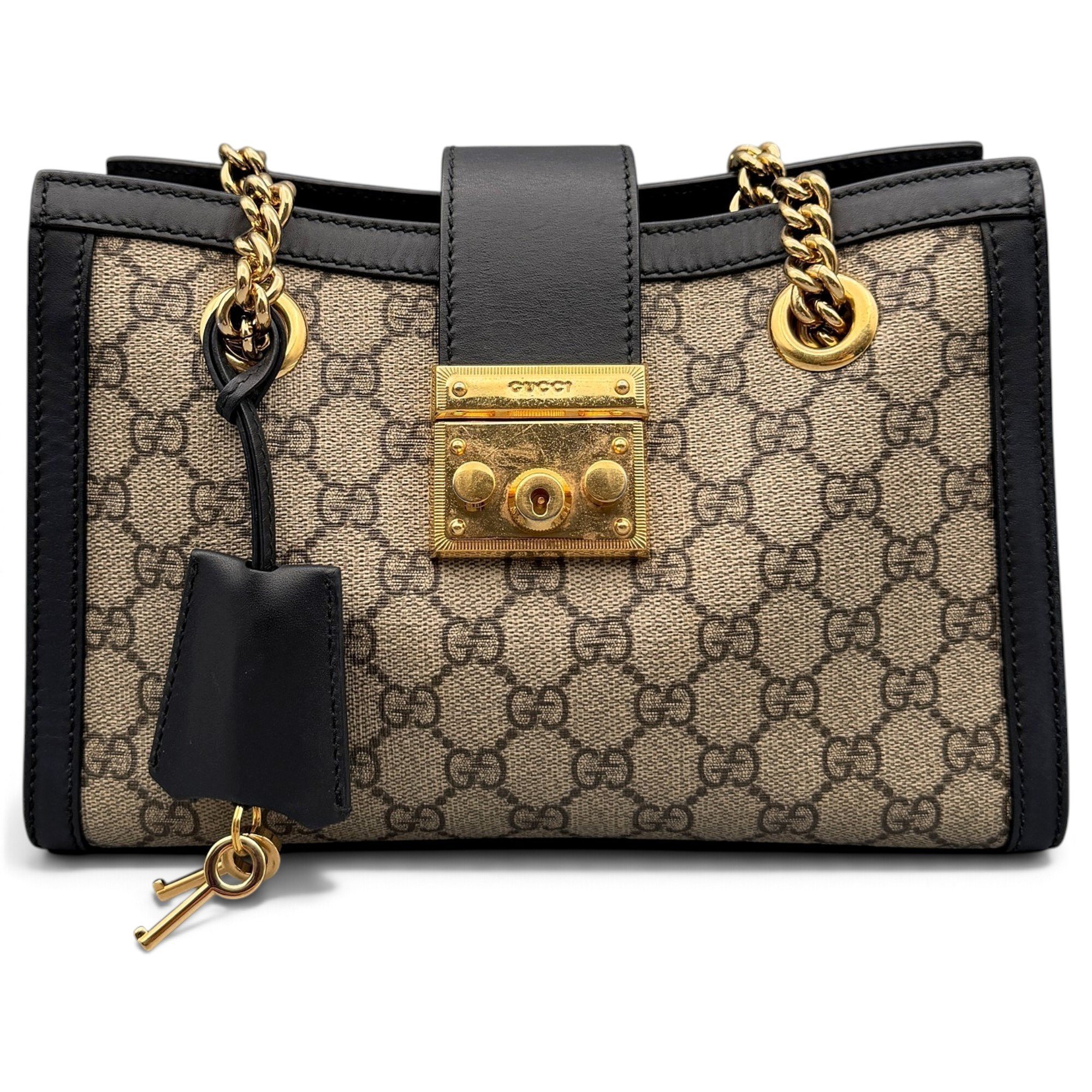 Padlock leather handbag