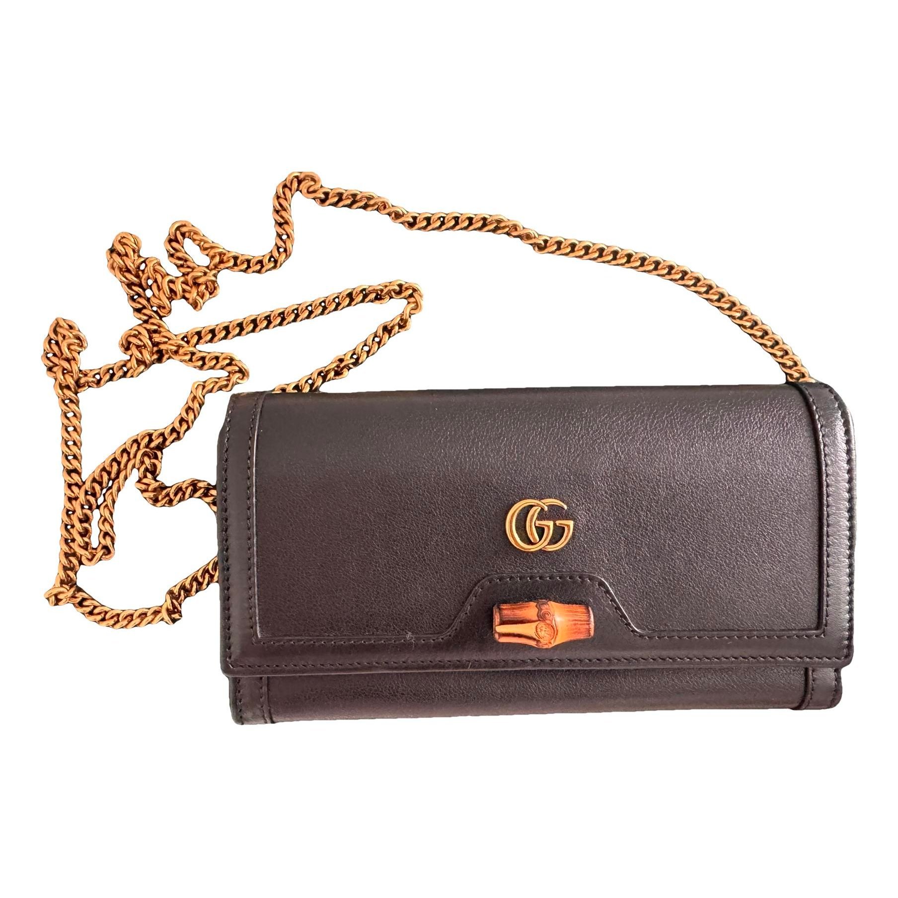 Bamboo leather clutch bag