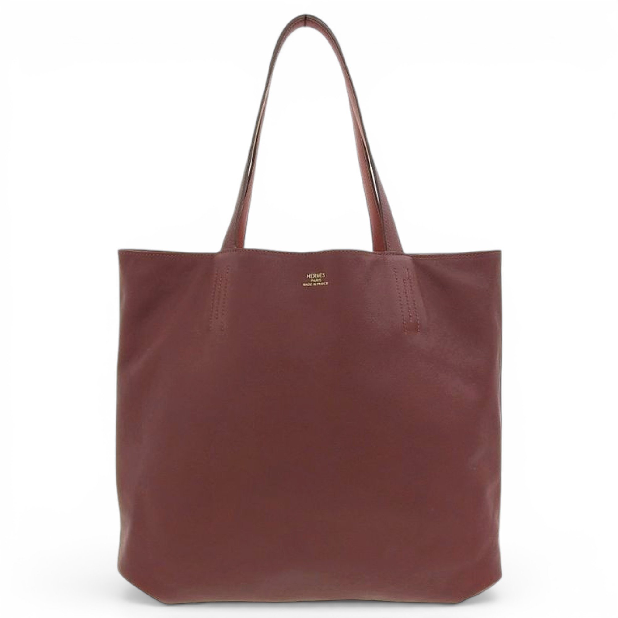 Double sens leather handbag