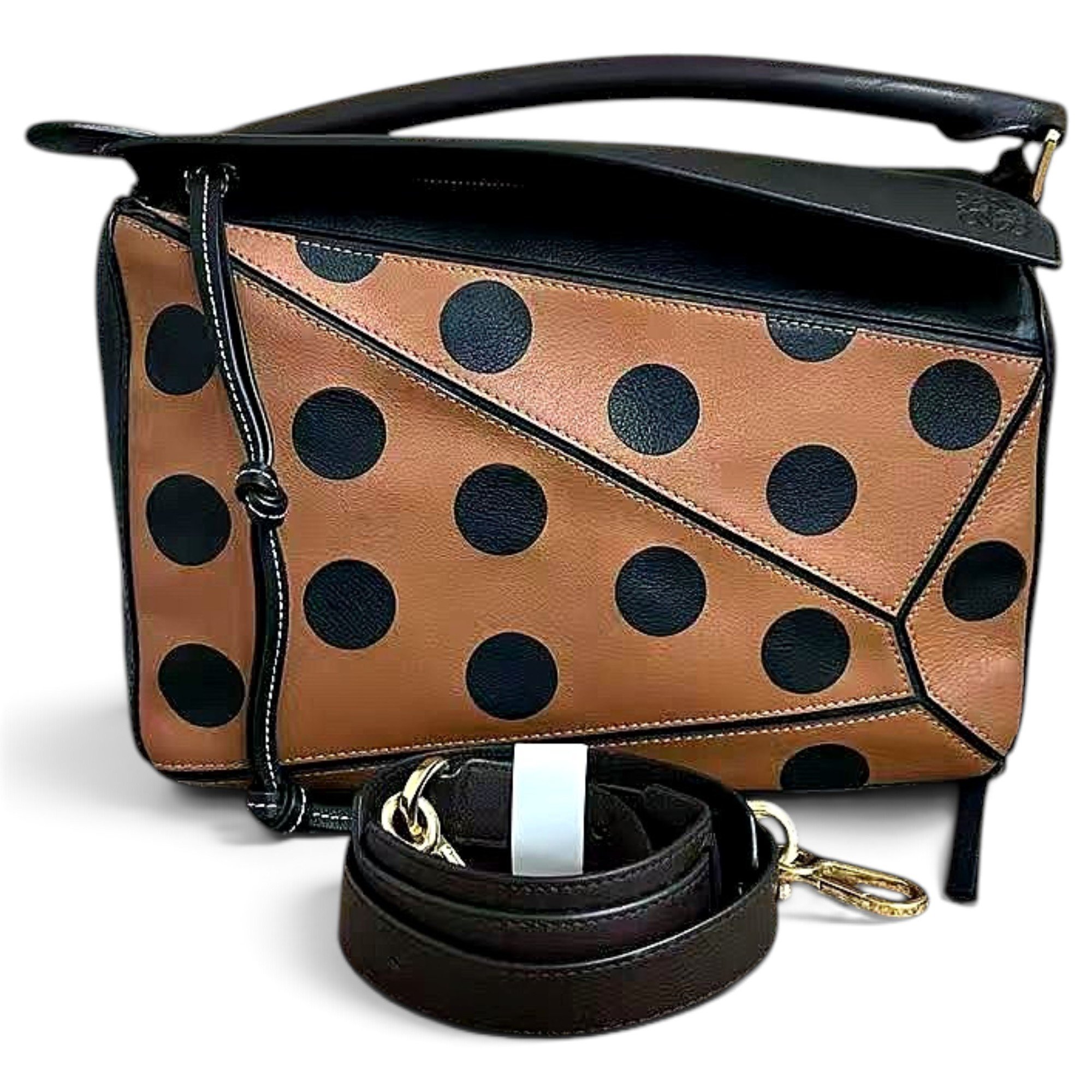 Puzzle leather handbag