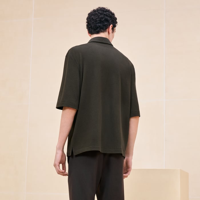 Kaki Polo Shirt With Pocket