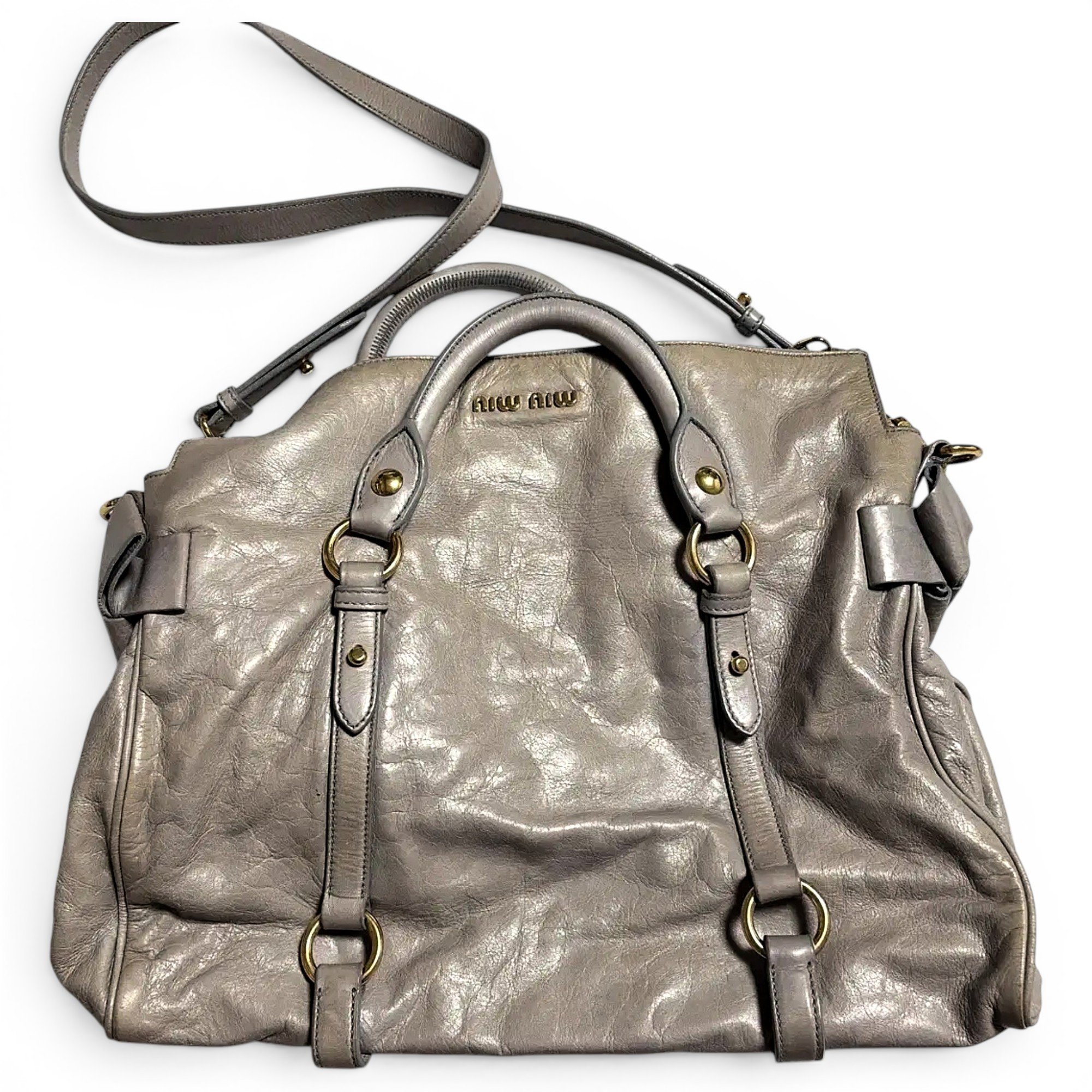Bow bag leather handbag