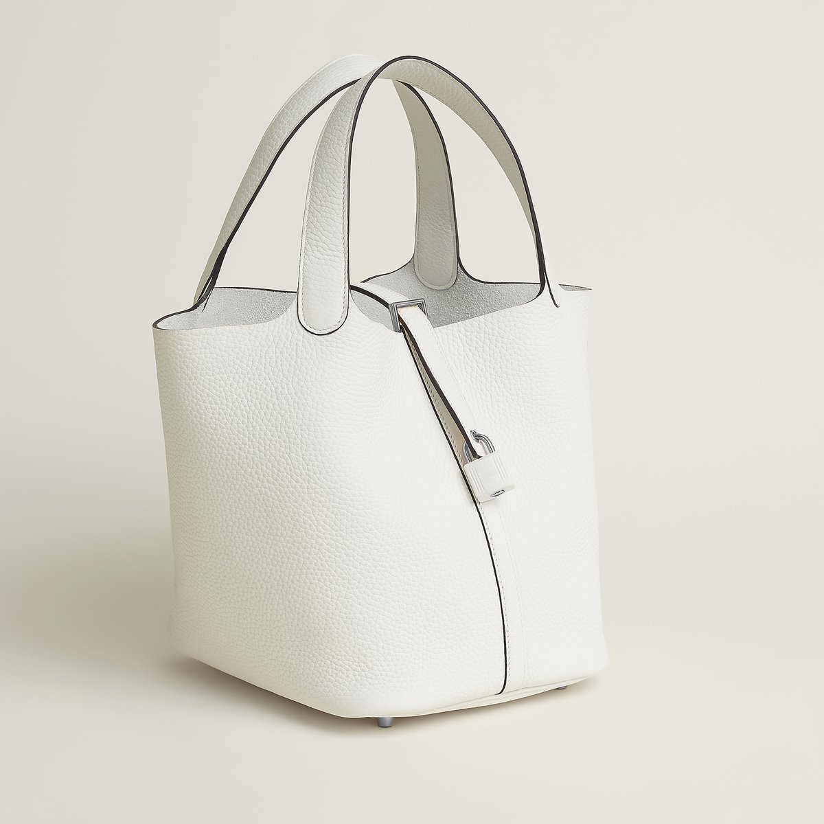 New White Picotin Lock 22 Bag