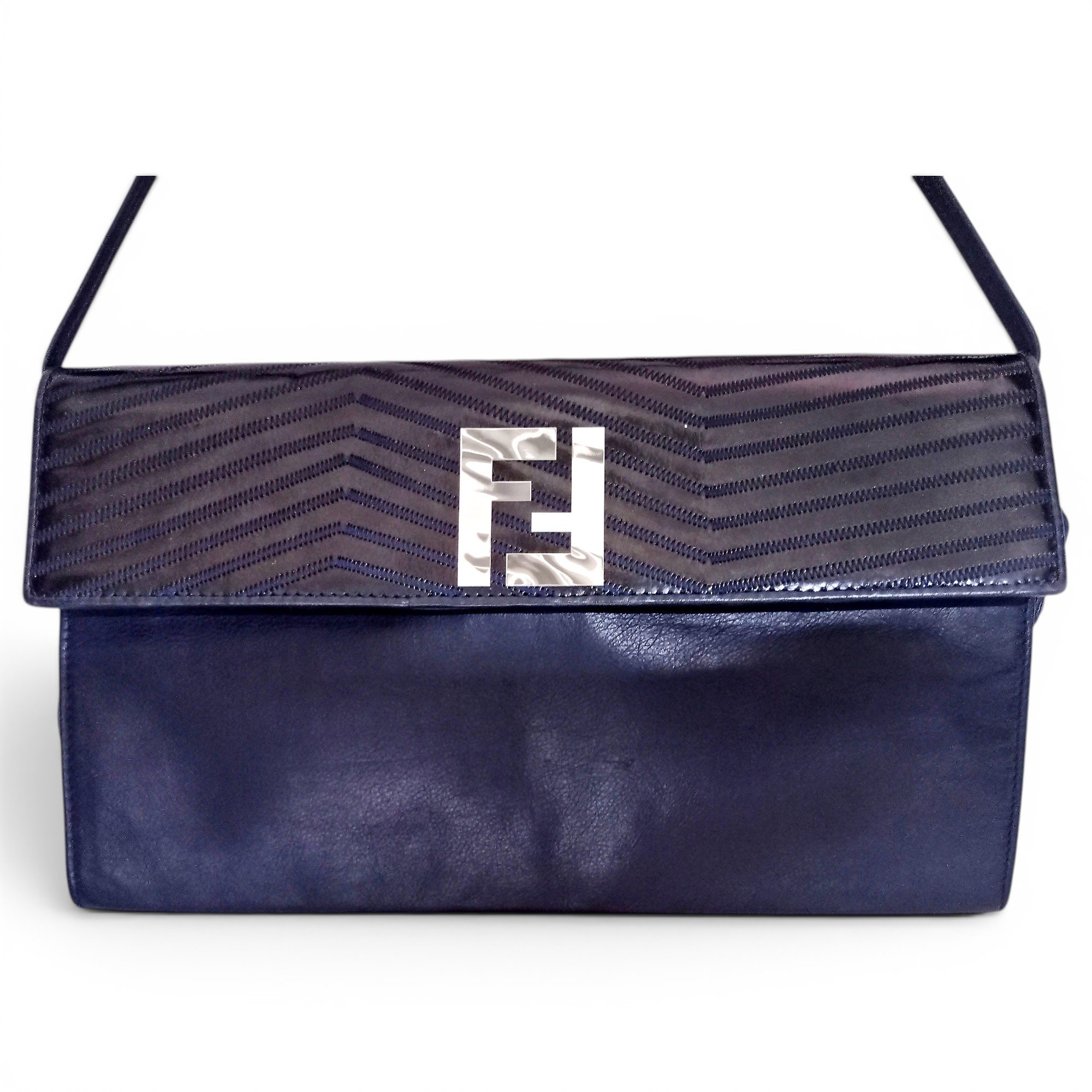 Baguette leather clutch bag