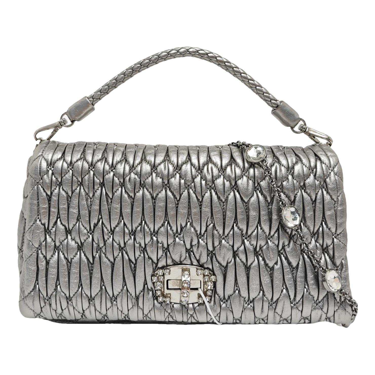 Miu Crystal leather handbag