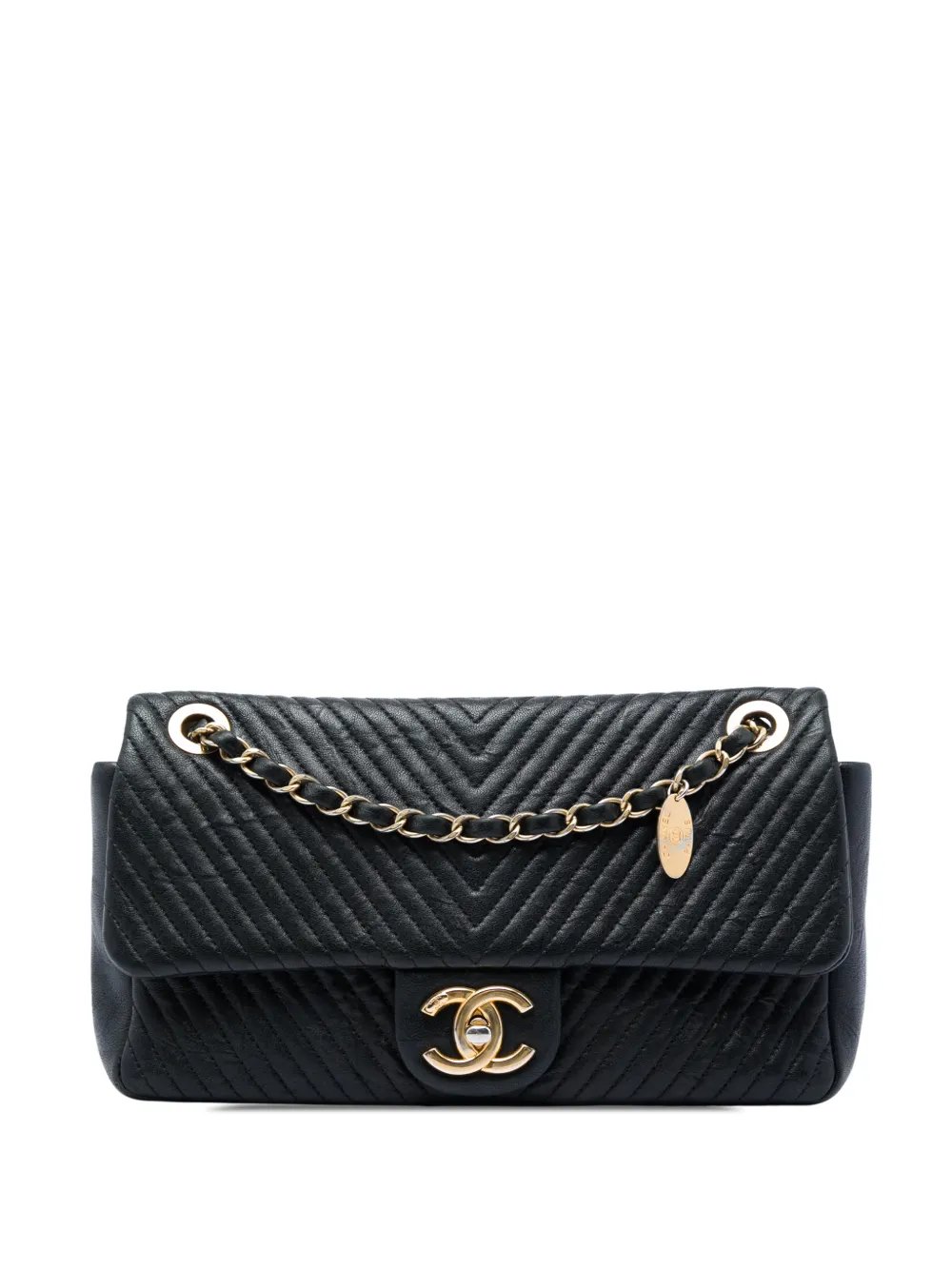 2015-2016 Medium Quilted Chevron Wrinkled Lambskin Surpique Flap crossbody bag