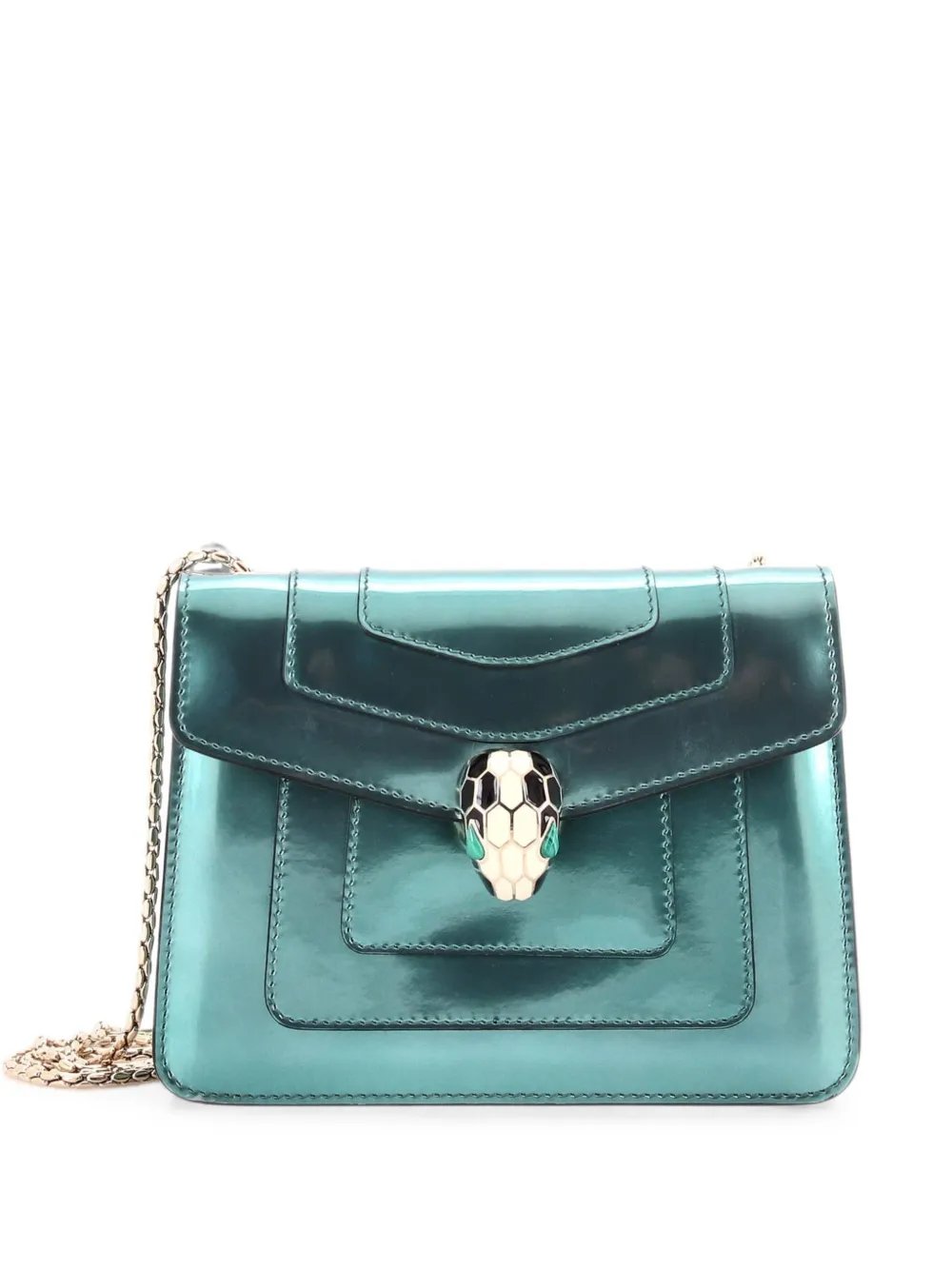 Bvlgari Serpenti Forever Square Metallic Leather Small shoulder bag