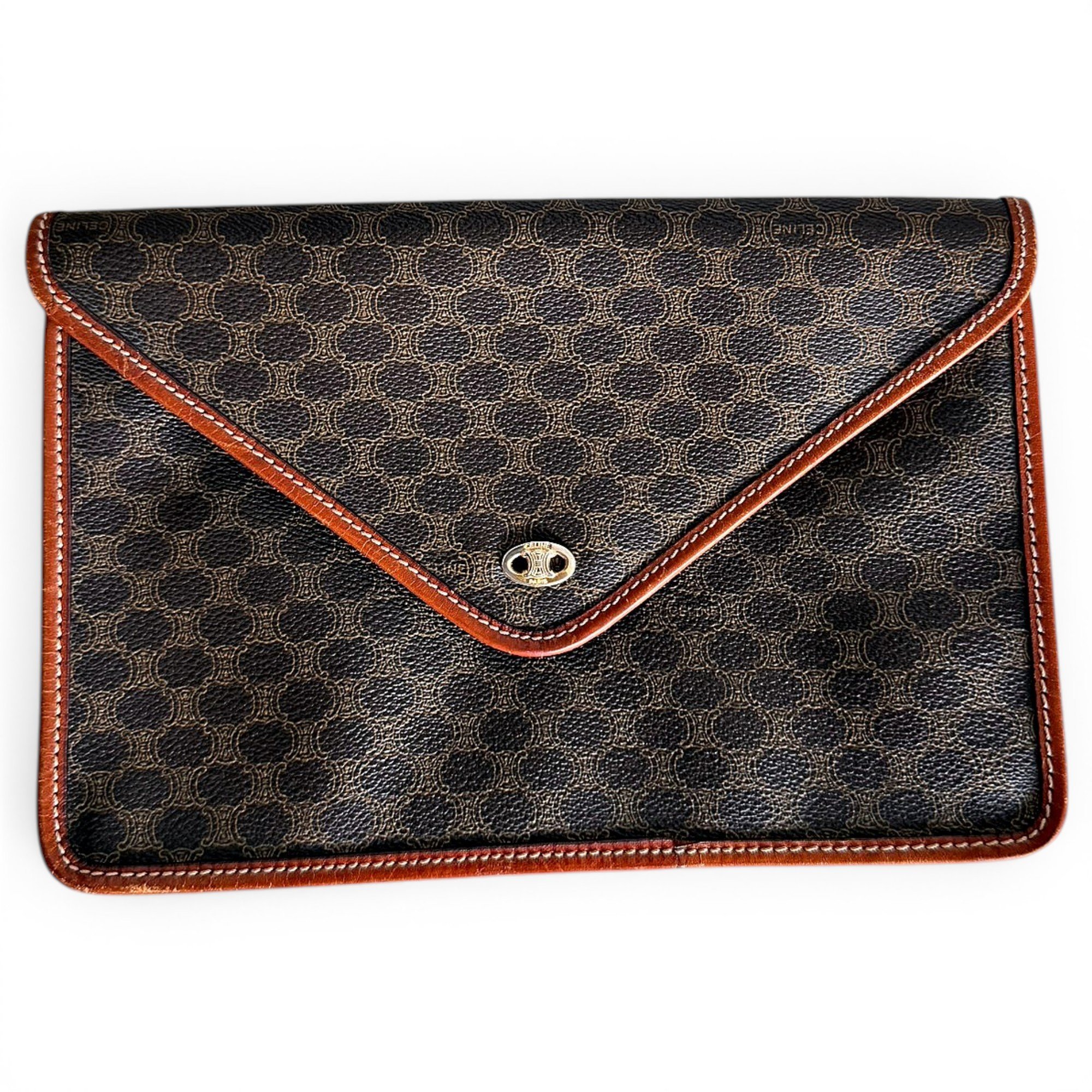 Triomphe Vintage leather clutch bag