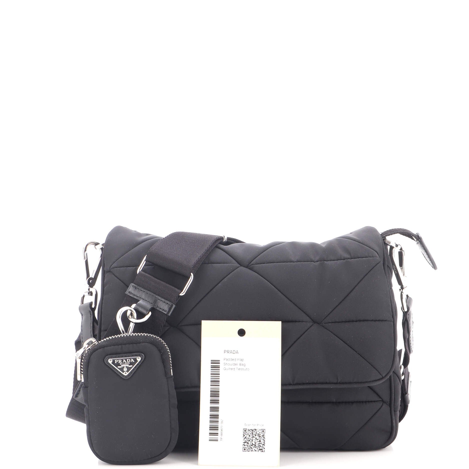 Padded Flap Shoulder Bag Quilted Tessuto