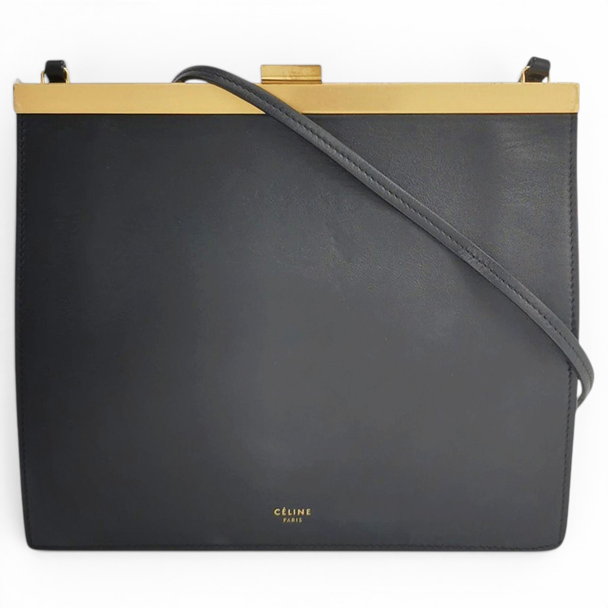 Clasp leather handbag