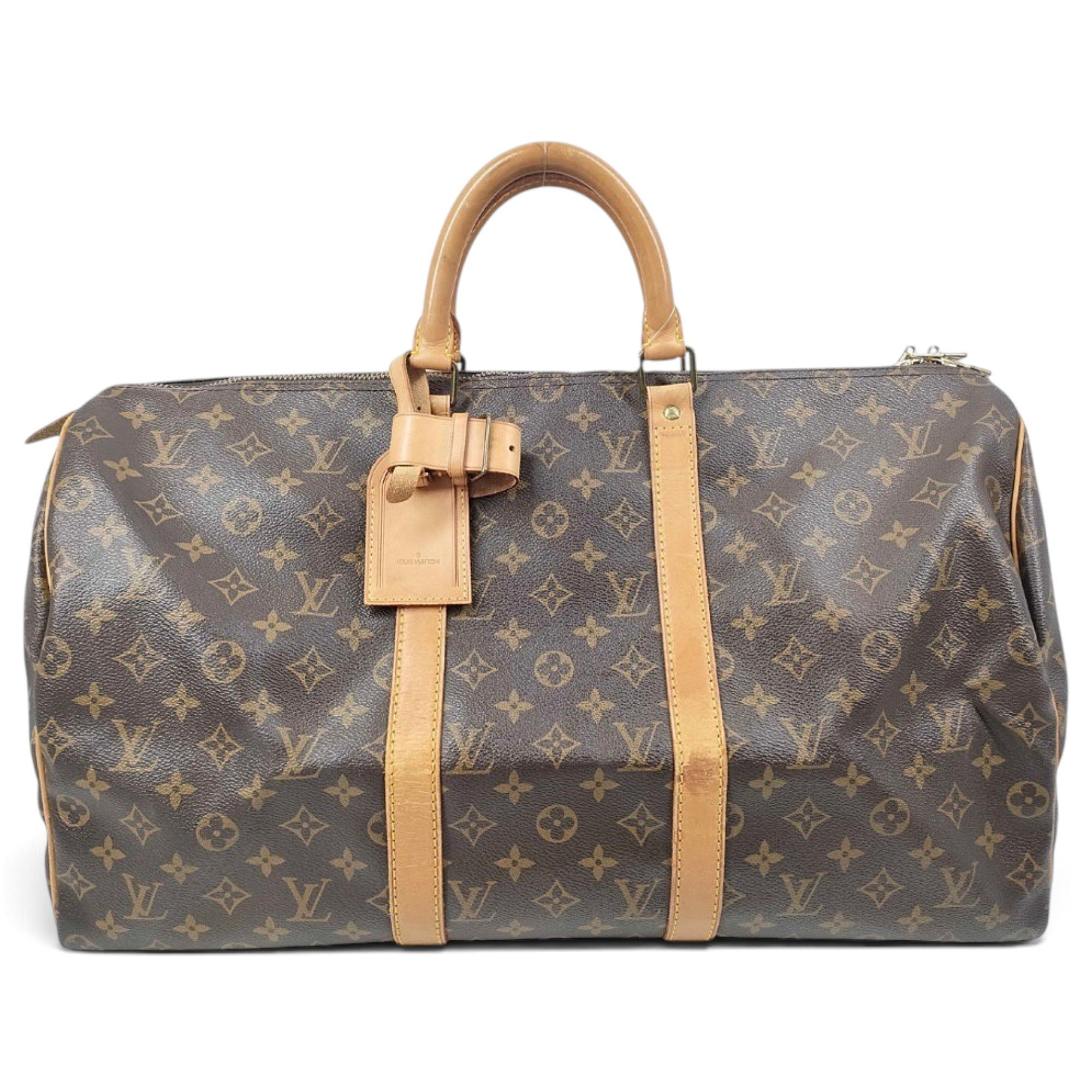 Louis Vuitton Keepall leather travel bag