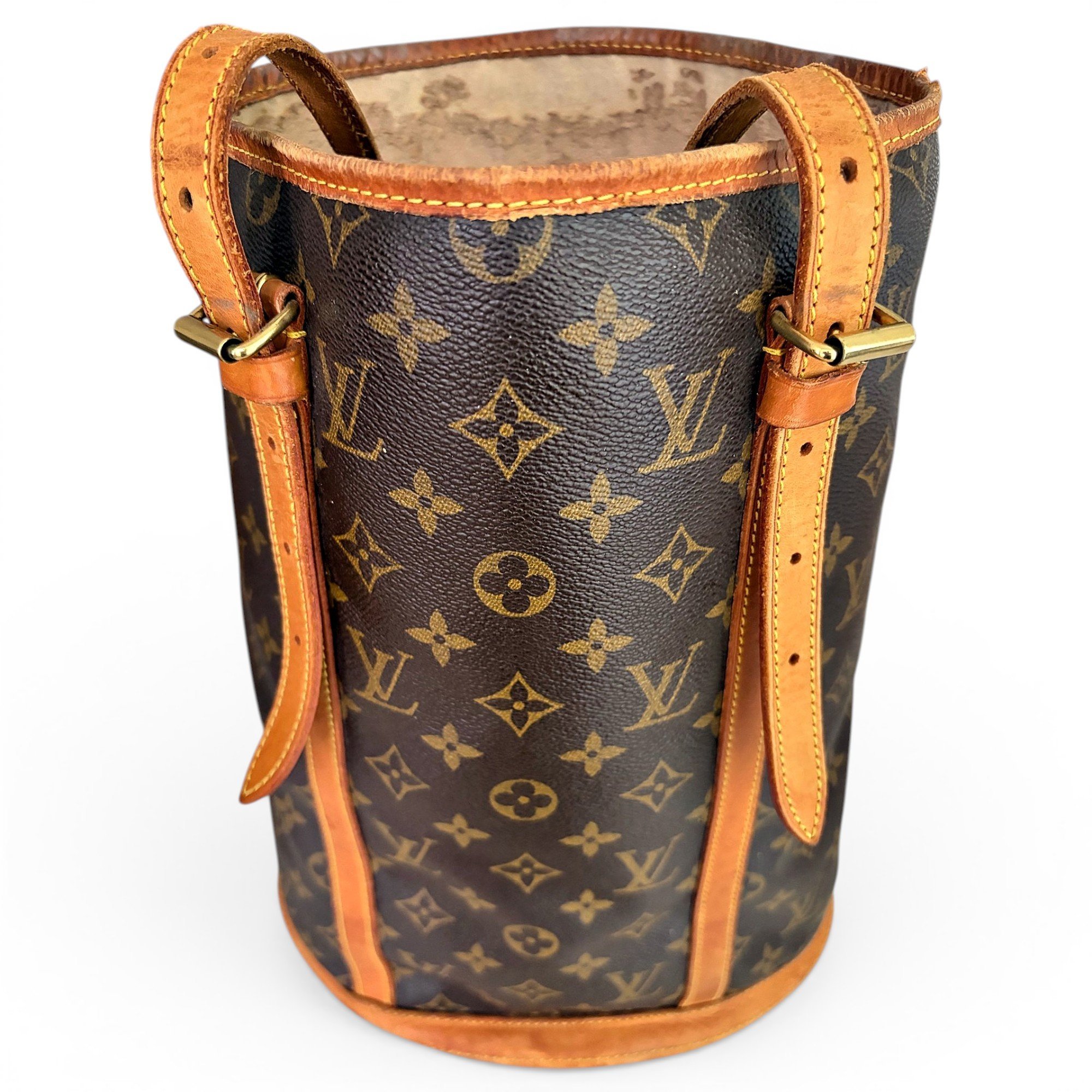 Bucket leather handbag