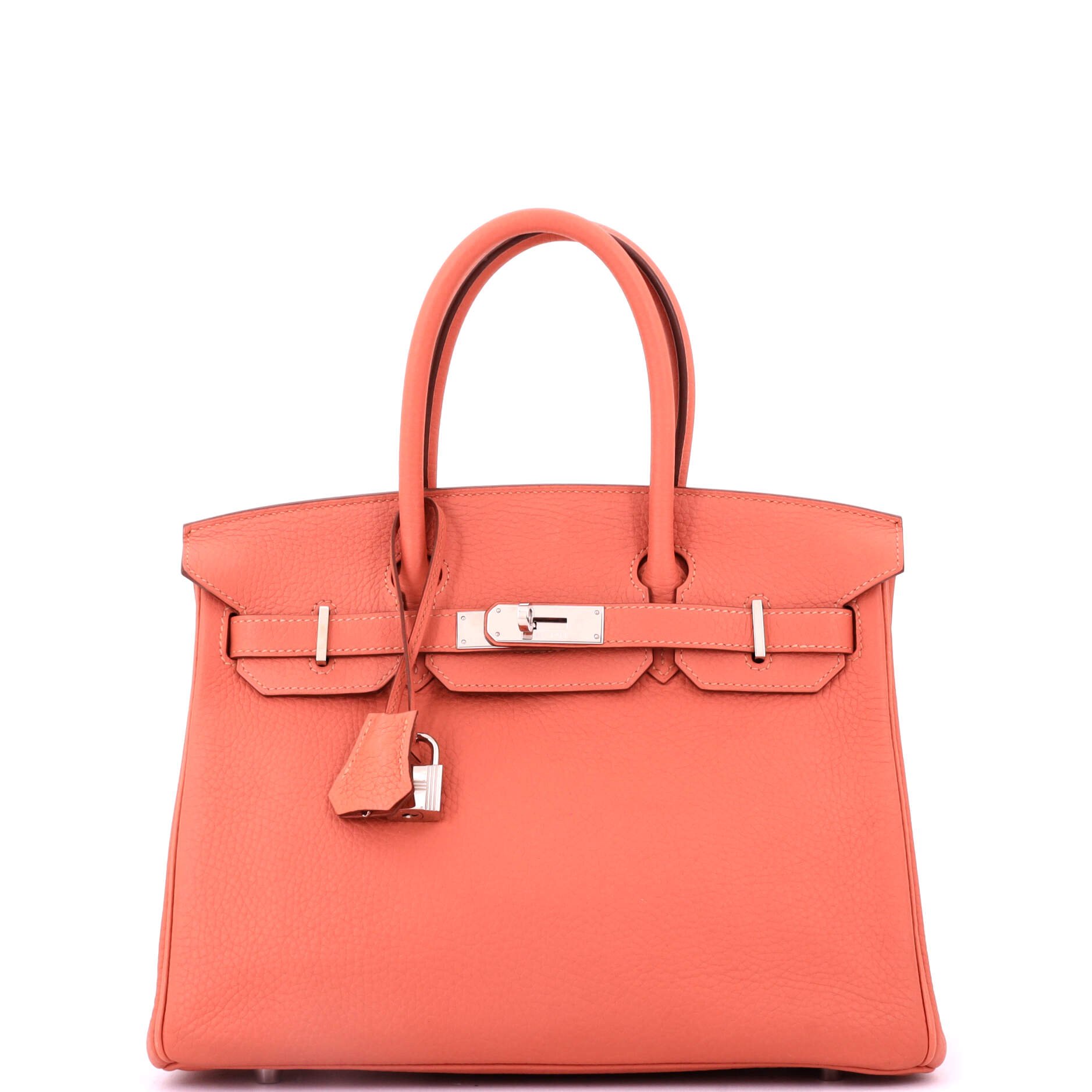 Hermes Birkin Handbag Rosy Clemence with Palladium Hardware 30