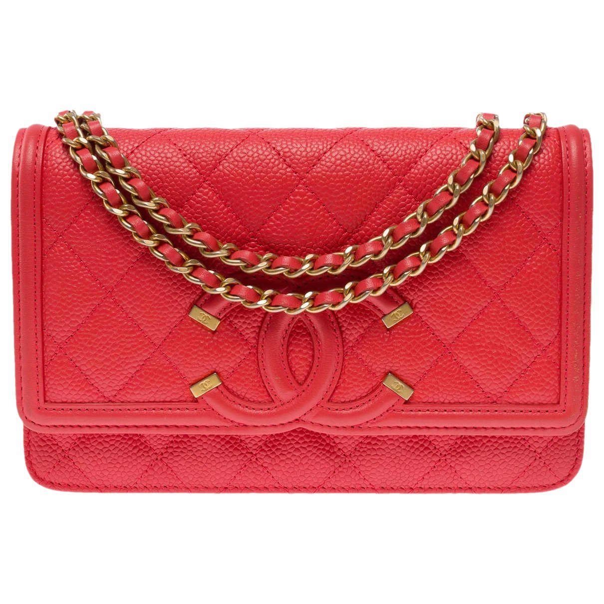 Wallet On Chain leather handbag