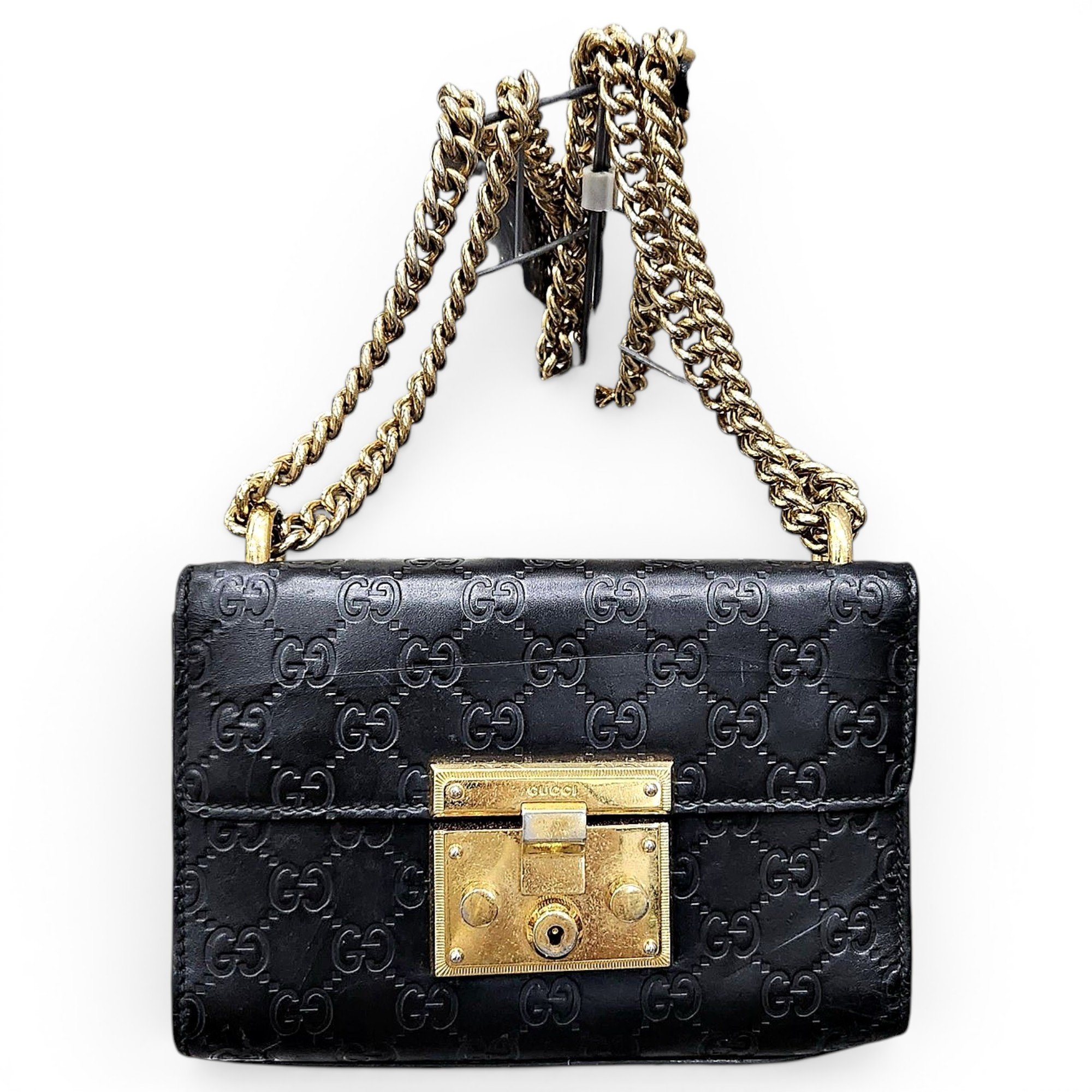 Padlock leather handbag