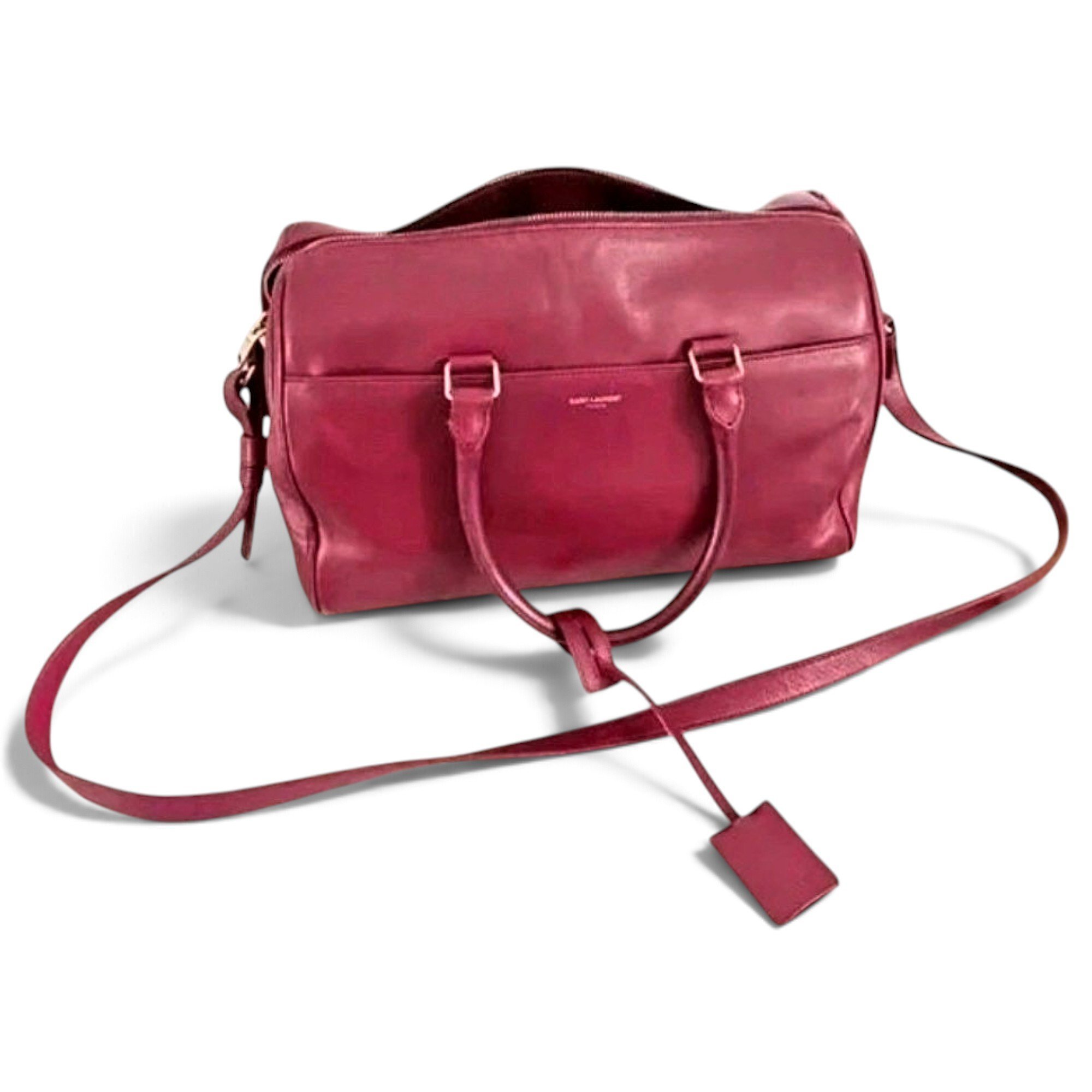 Duffle leather handbag