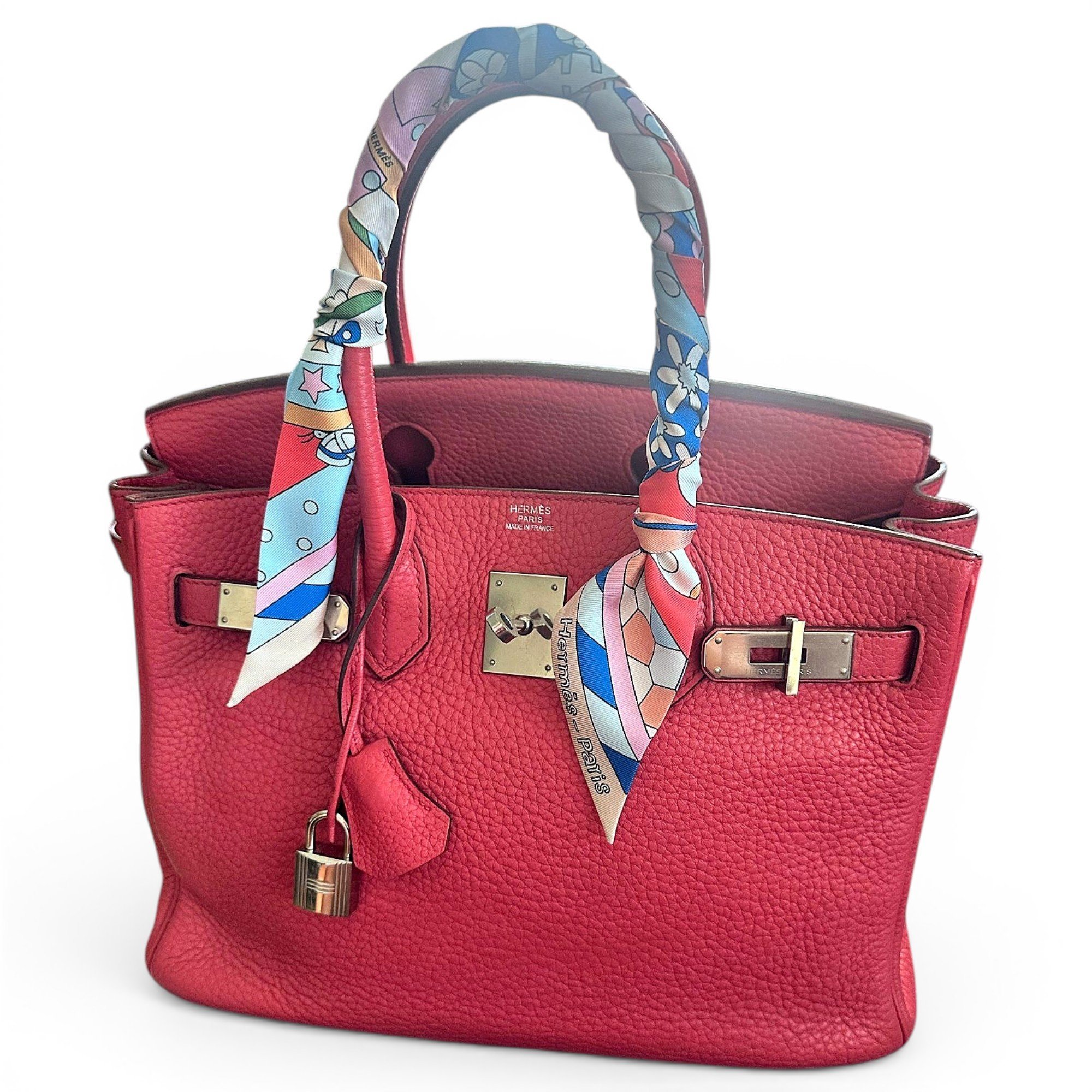 Hermes Birkin 30 Handbag Bougainvillier Clemence Leather 2011