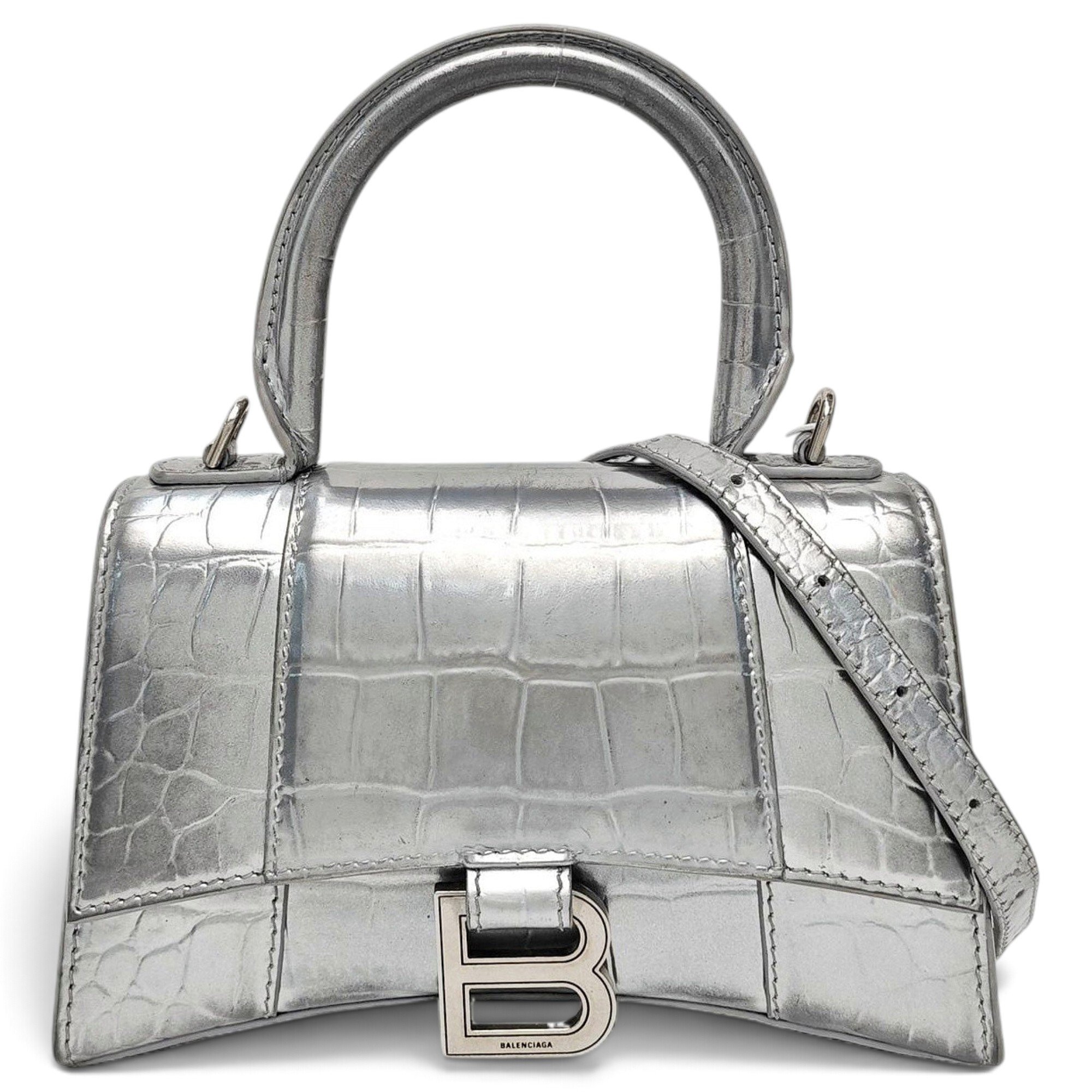 Hourglass leather handbag