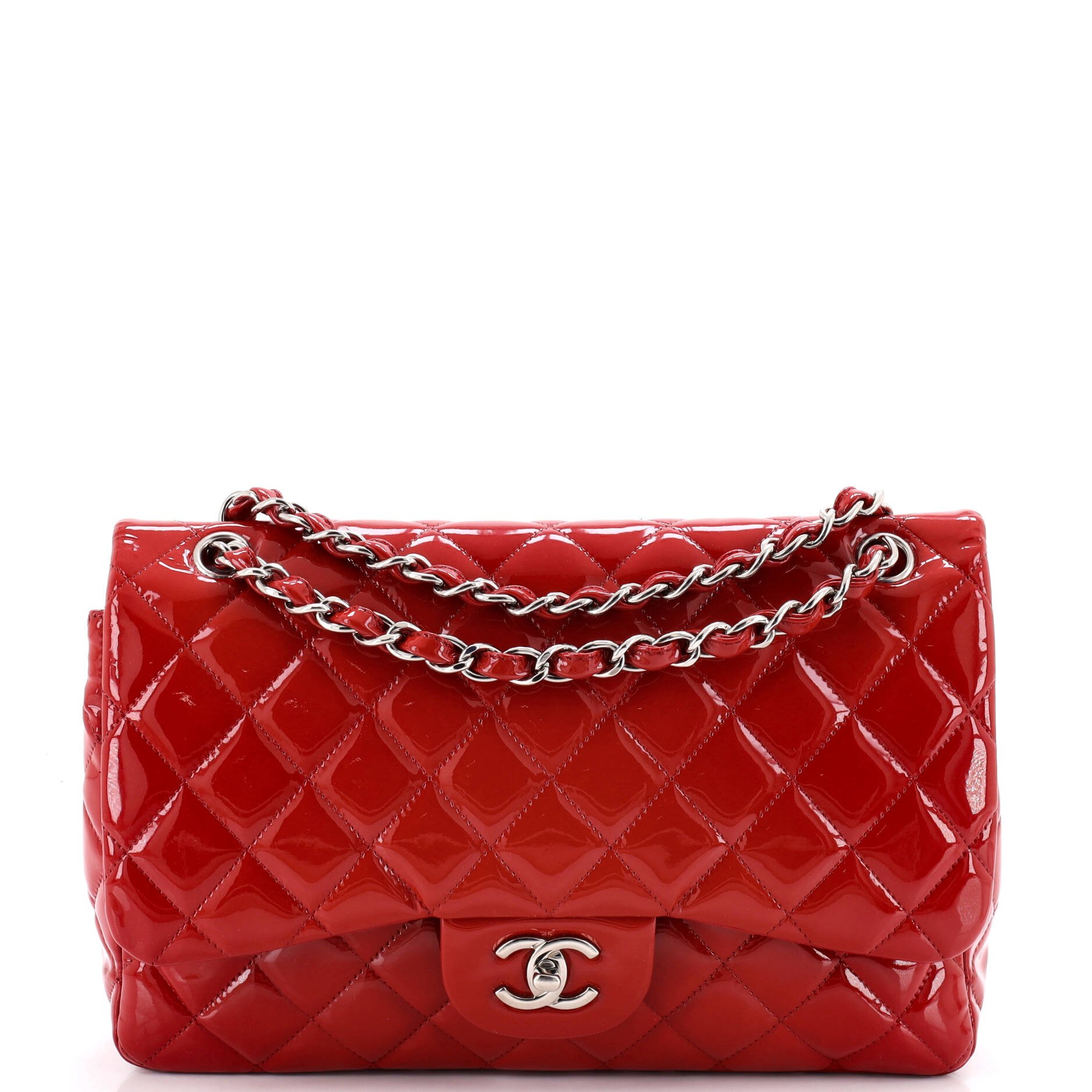 Classic Double Flap Bag Quilted Patent Jumbo