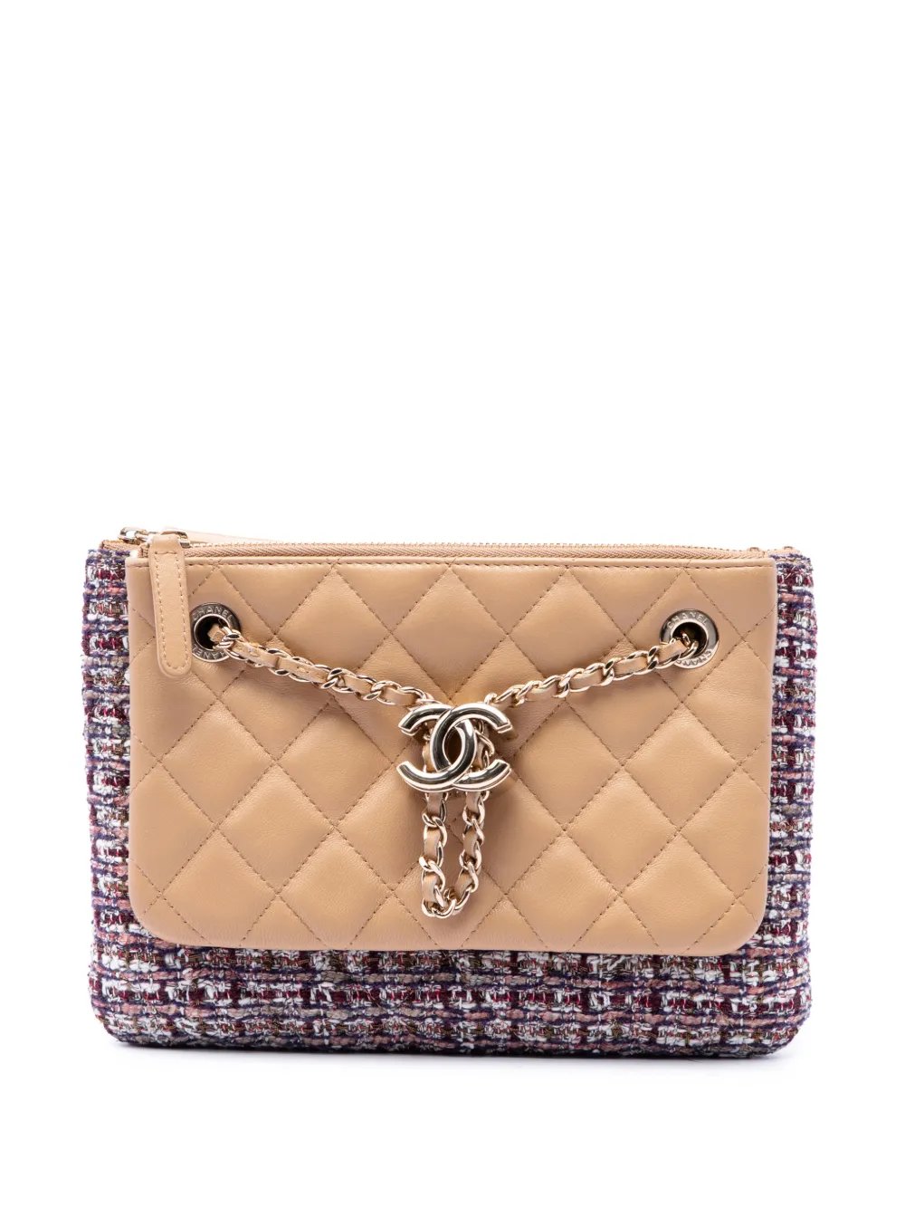 2019 Quilted Lambskin and Tweed Double Case with Chain crossbody bag