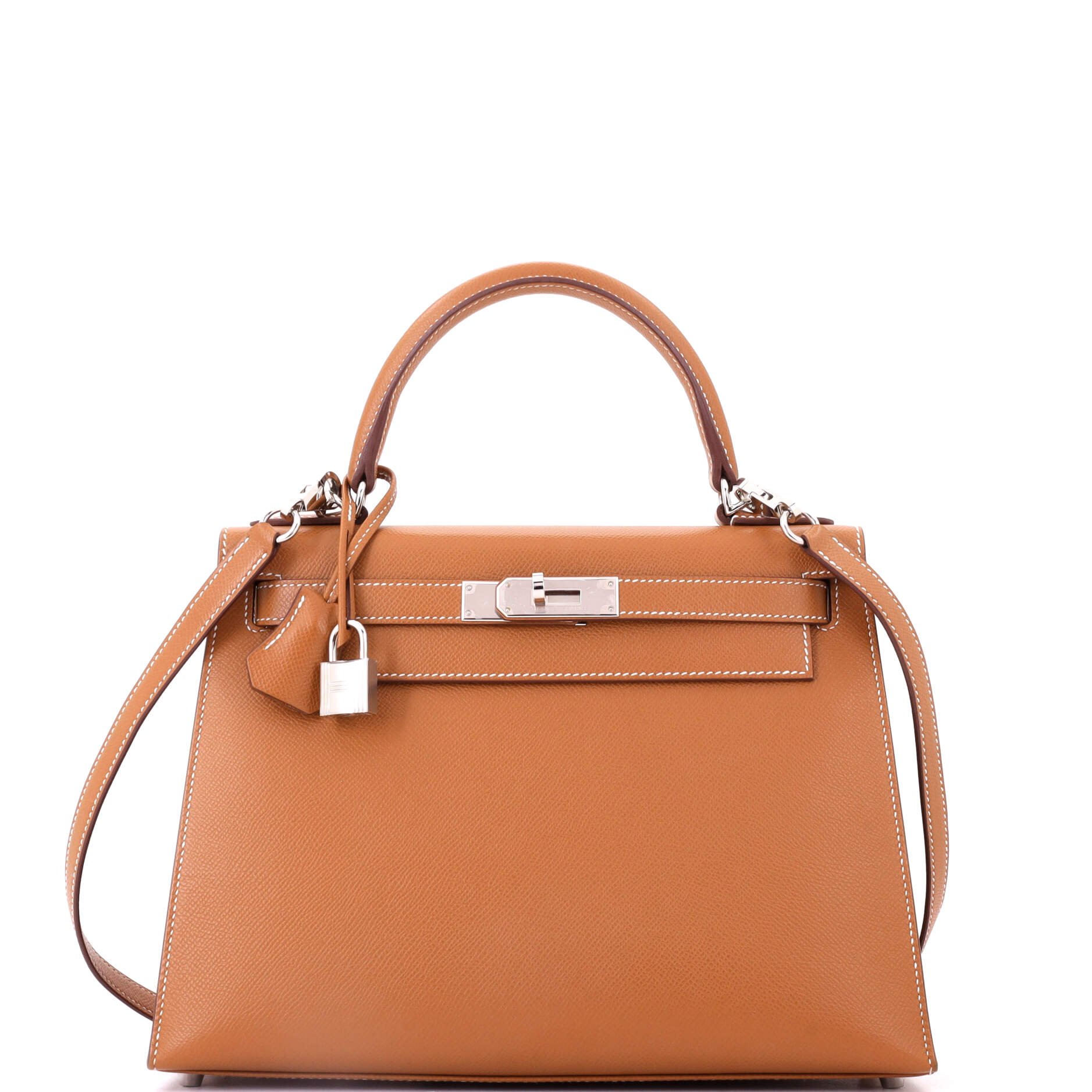 Kelly Handbag Gold Epsom with Palladium Hardware 28