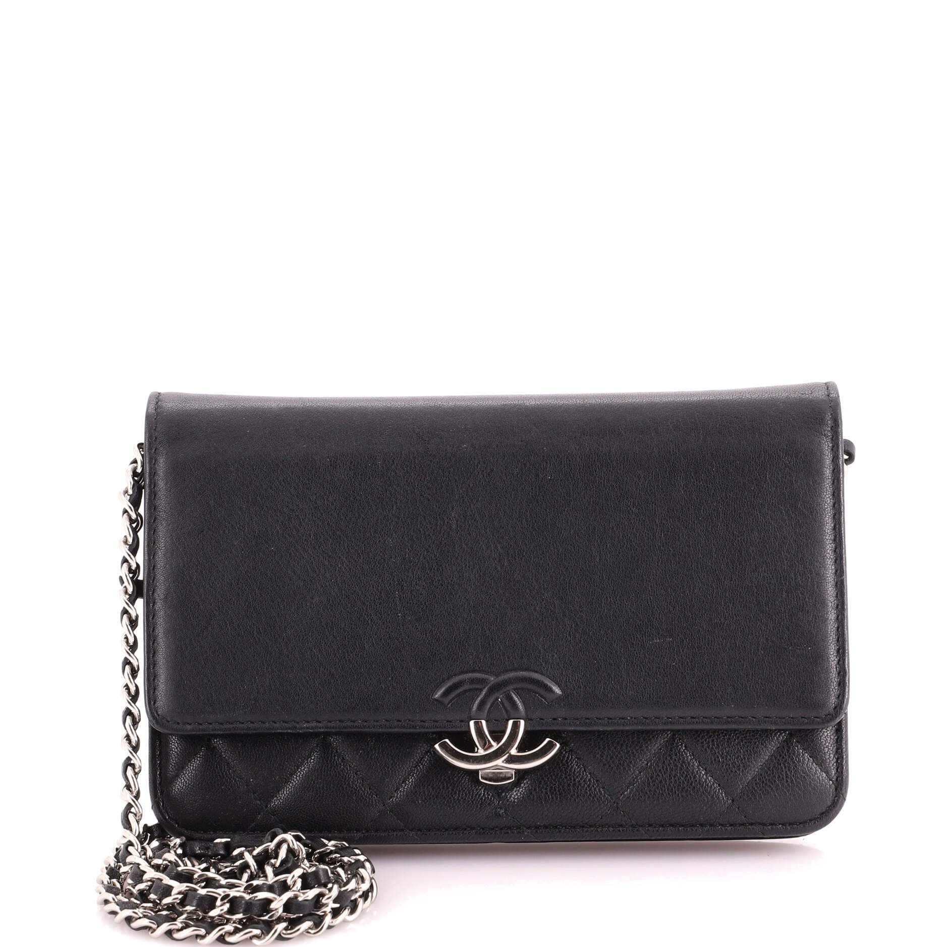 CC Box Wallet on Chain Quilted Calfskin