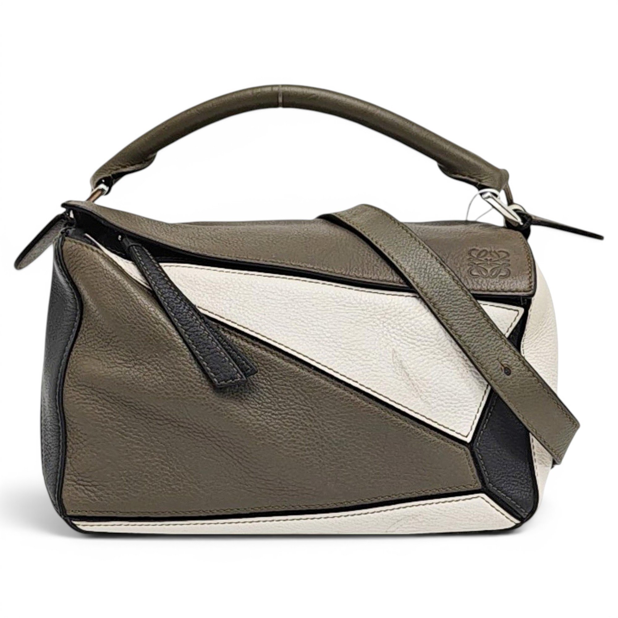 Puzzle leather handbag