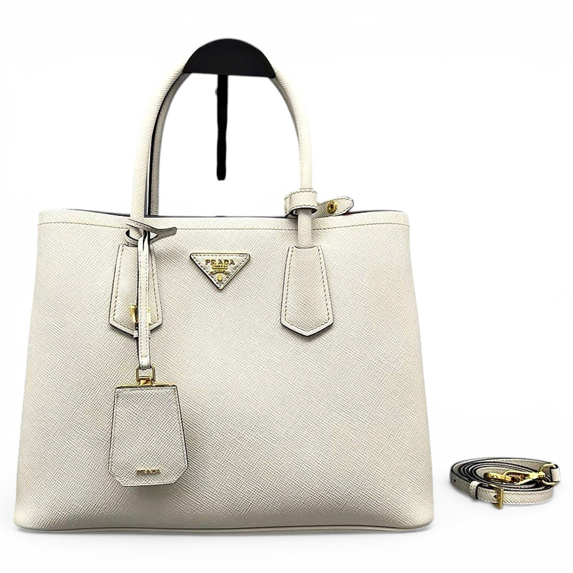 Double leather handbag