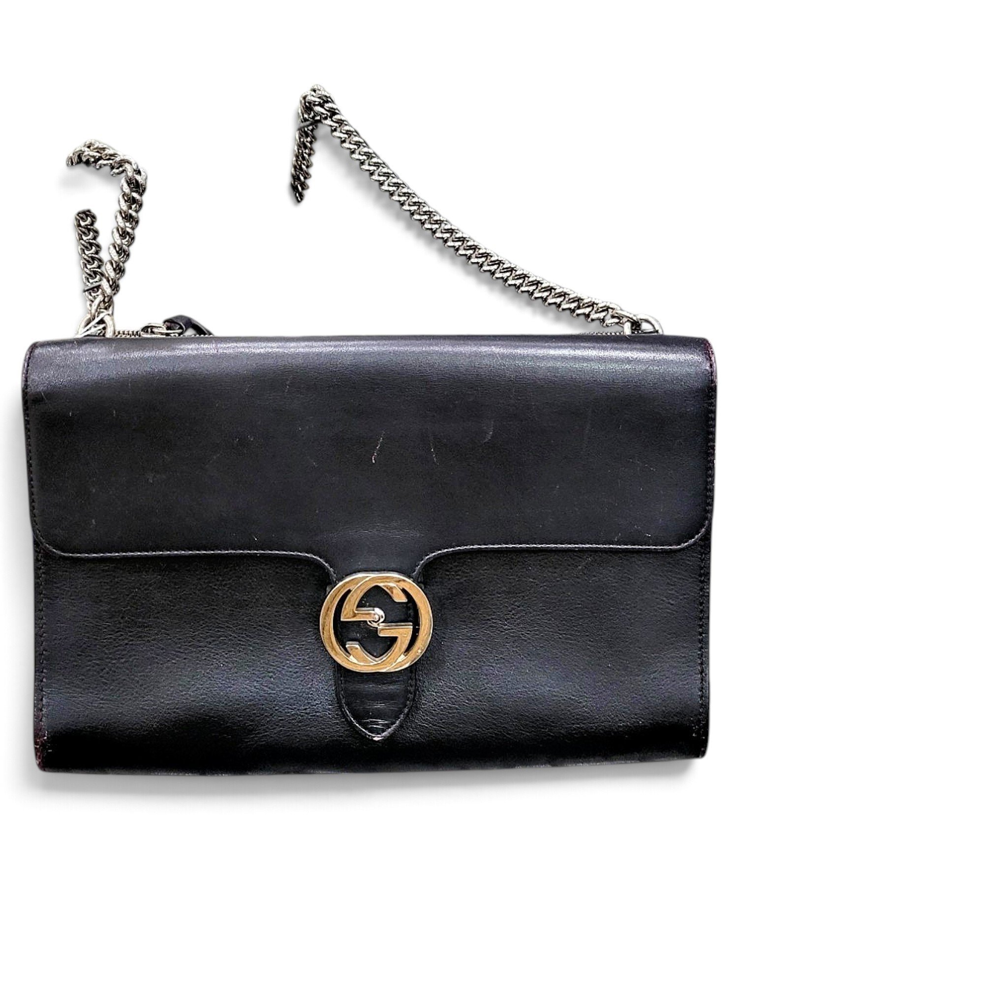 Interlocking leather handbag