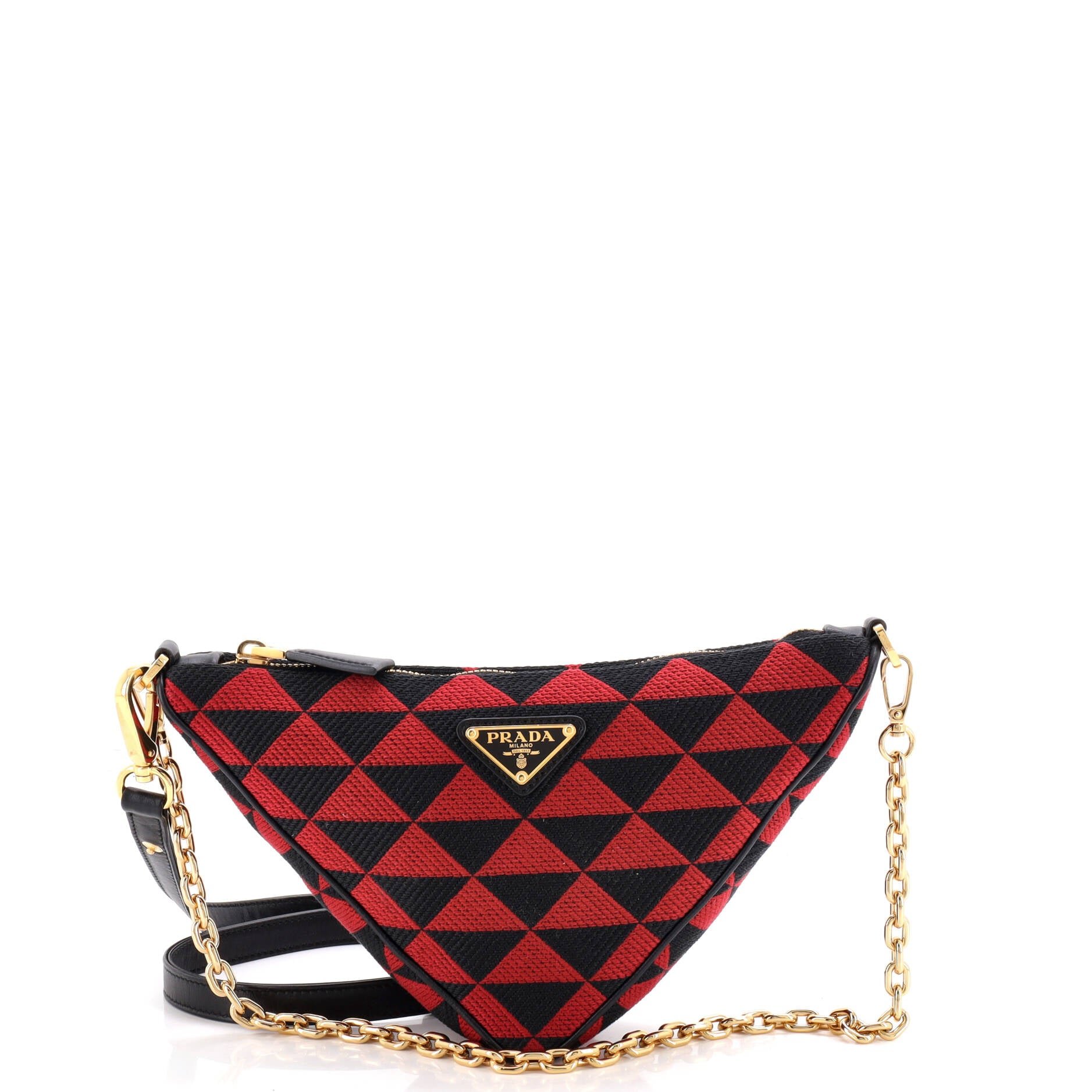 Symbole Triangle Bag Leather and Jacquard Mini