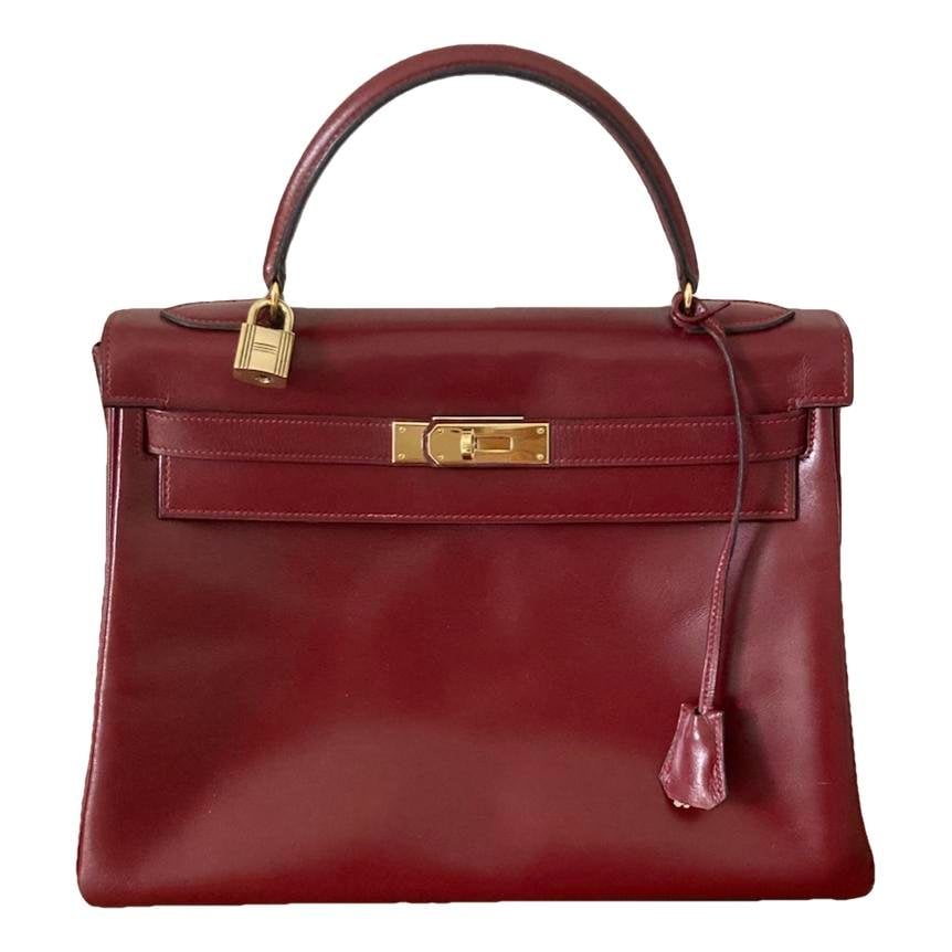 Hermes Kelly 32 Handbag Bordeaux