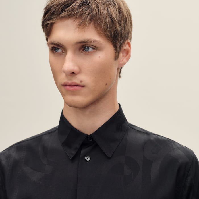 Noir "Eperon d'Or Jacquard" Straight Cut Shirt
