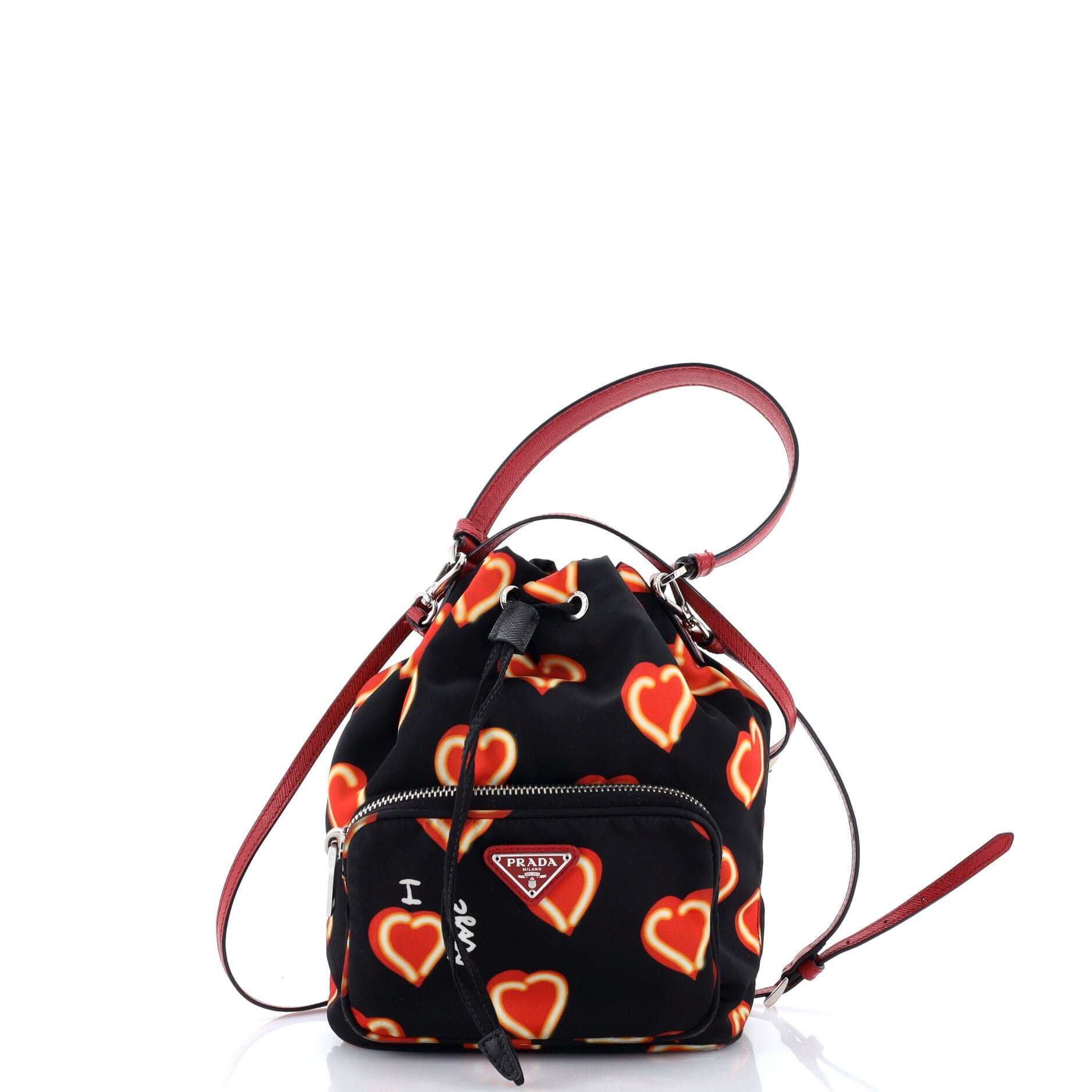 Drawstring Bucket Bag Printed Tessuto Small