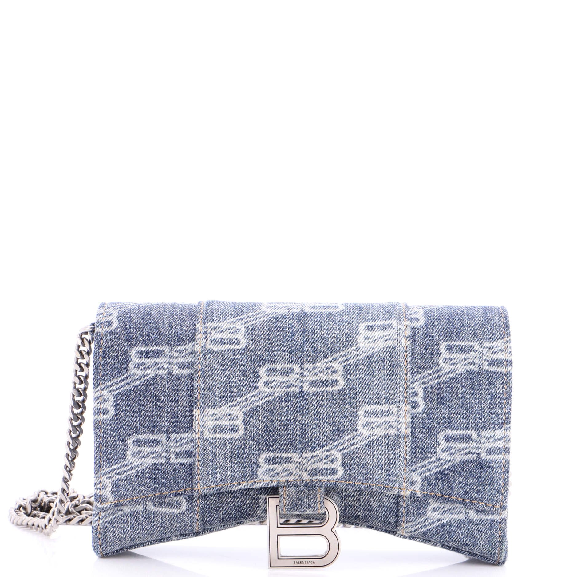 Hourglass Chain Wallet BB Monogram Denim