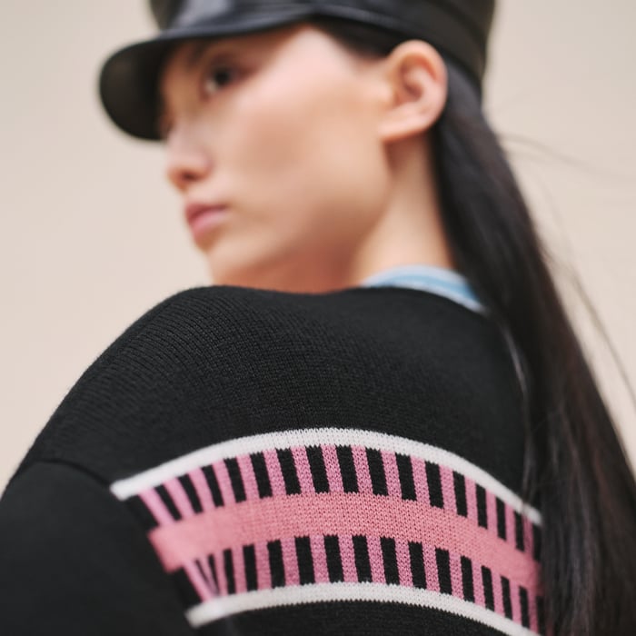 Noir “lettres Equestres” 가디건 코트
