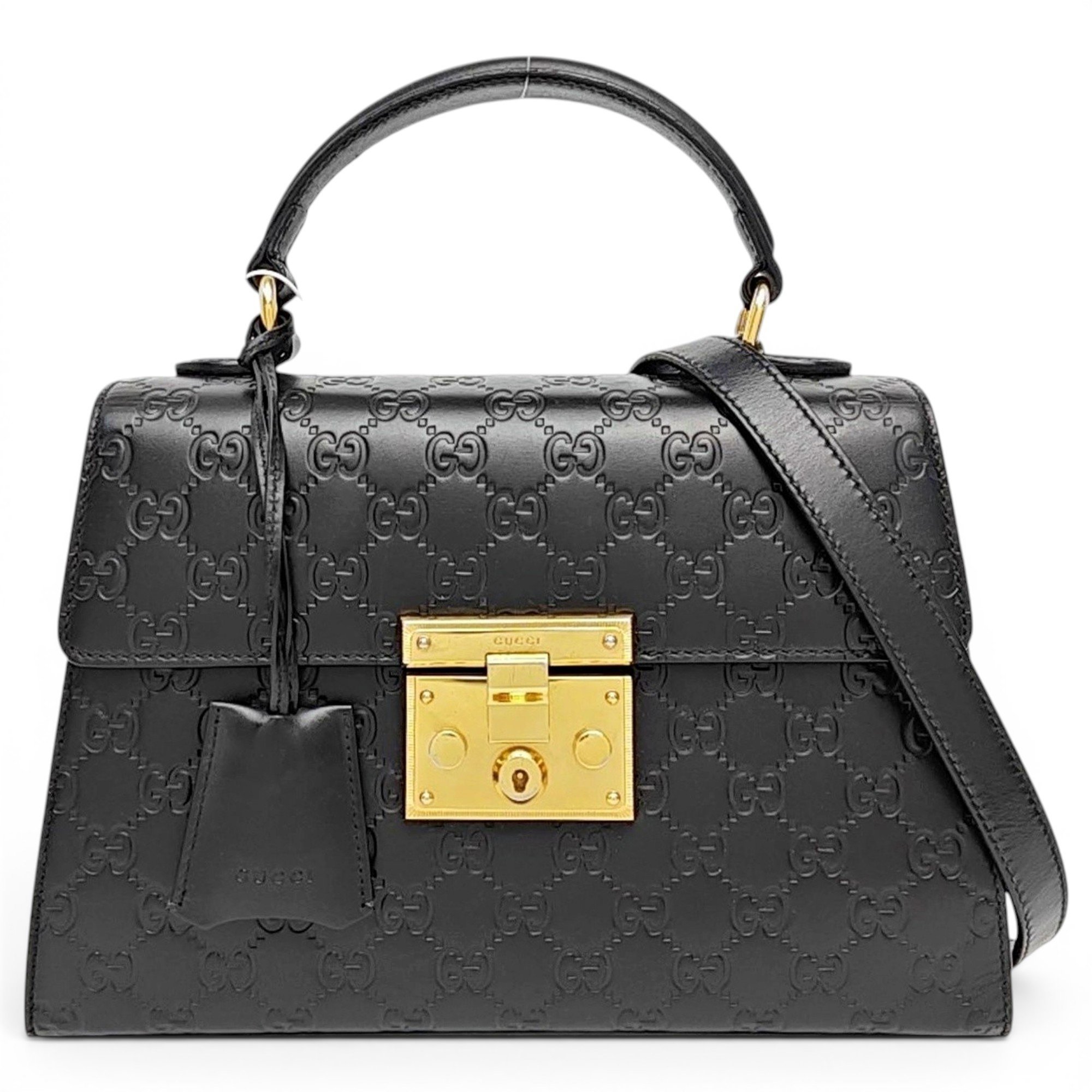 Padlock leather handbag