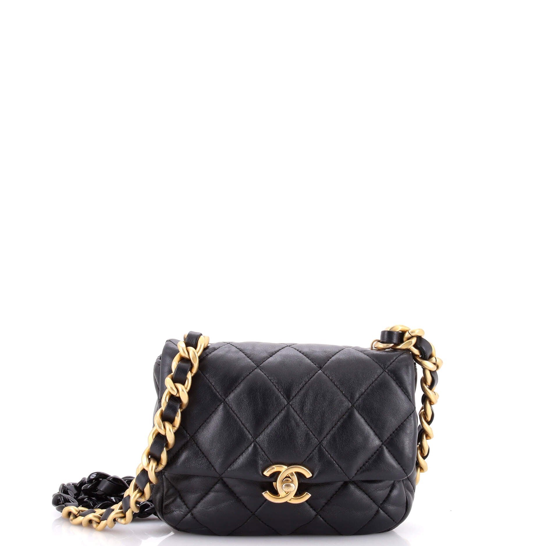 Lacquered Metal CC Flap Bag Quilted Lambskin Mini