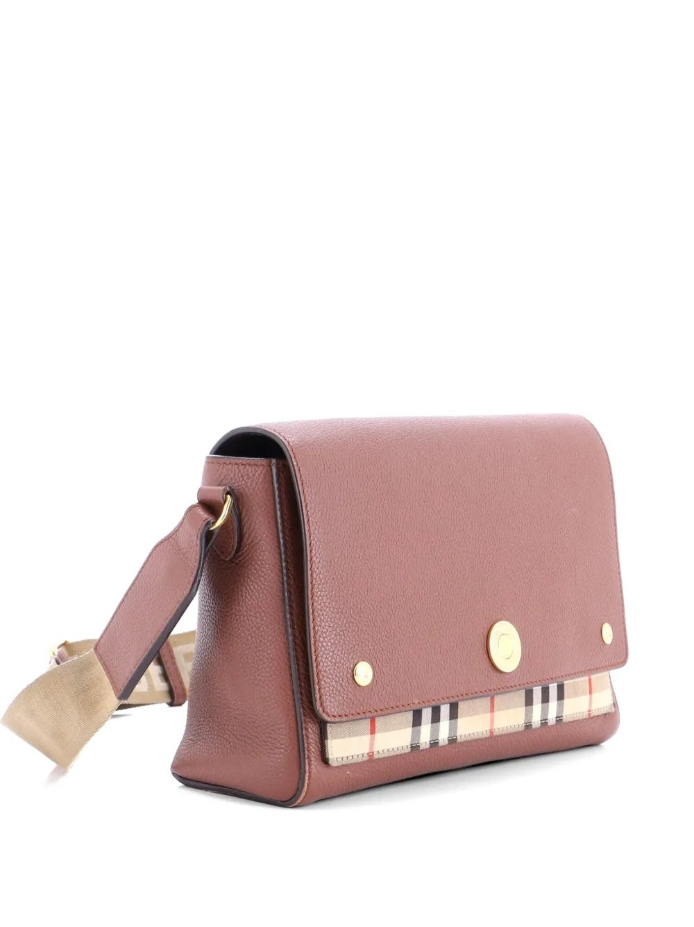 Note Leather with Vintage Check Canvas Medium crossbody bag