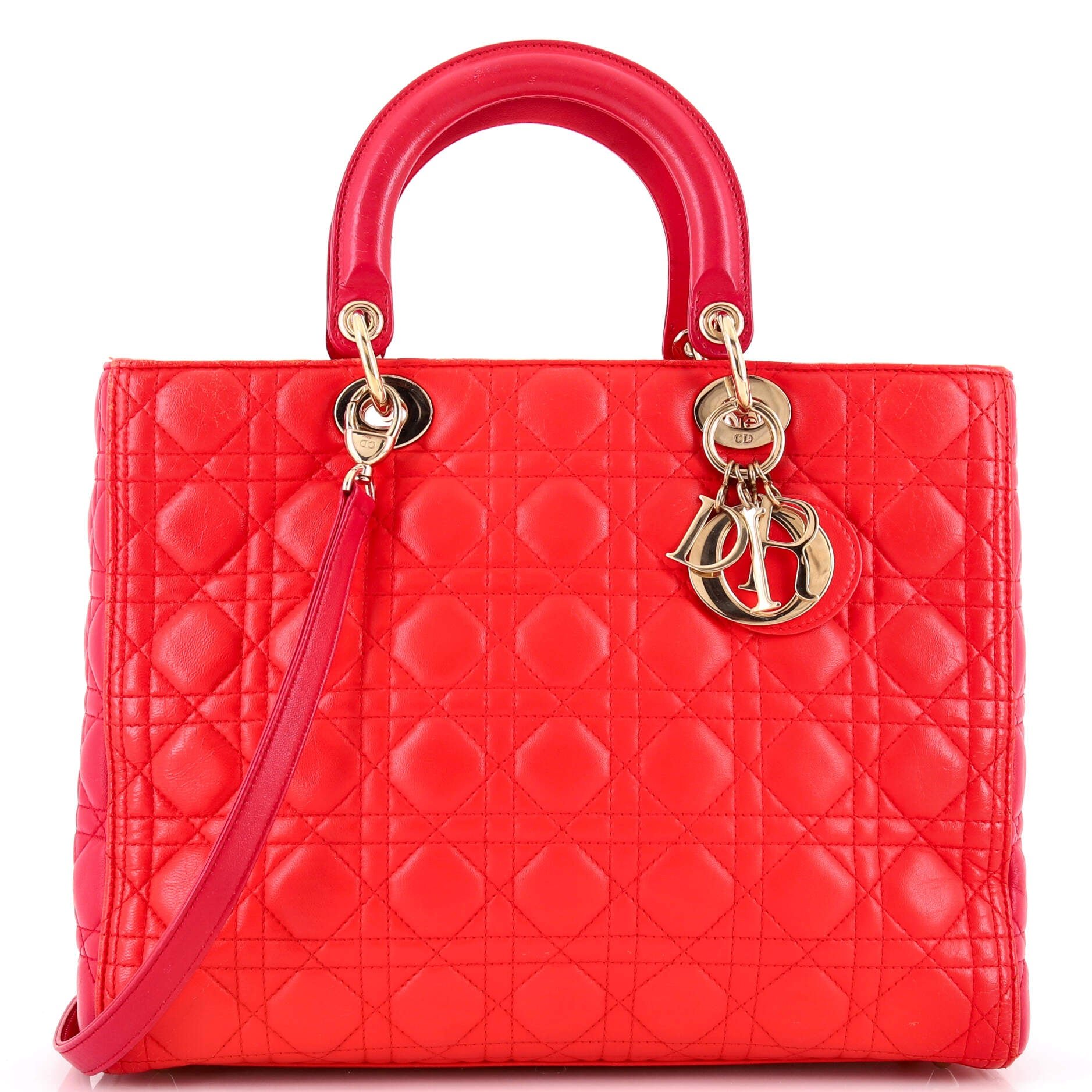 Bicolor Lady Dior Bag Cannage Quilt Lambskin Large